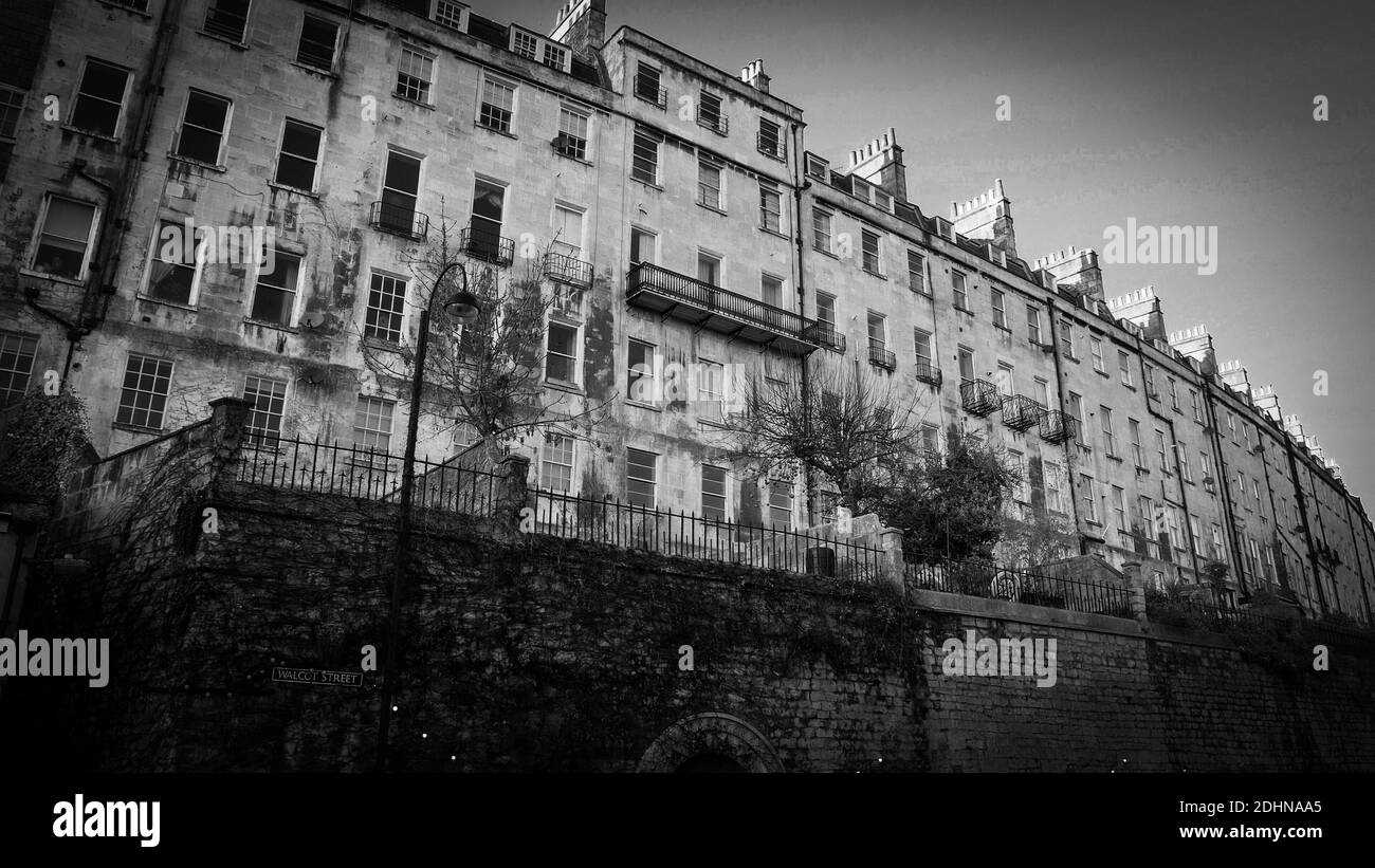 Cityscapes of Bath England in black and white Stock Photo