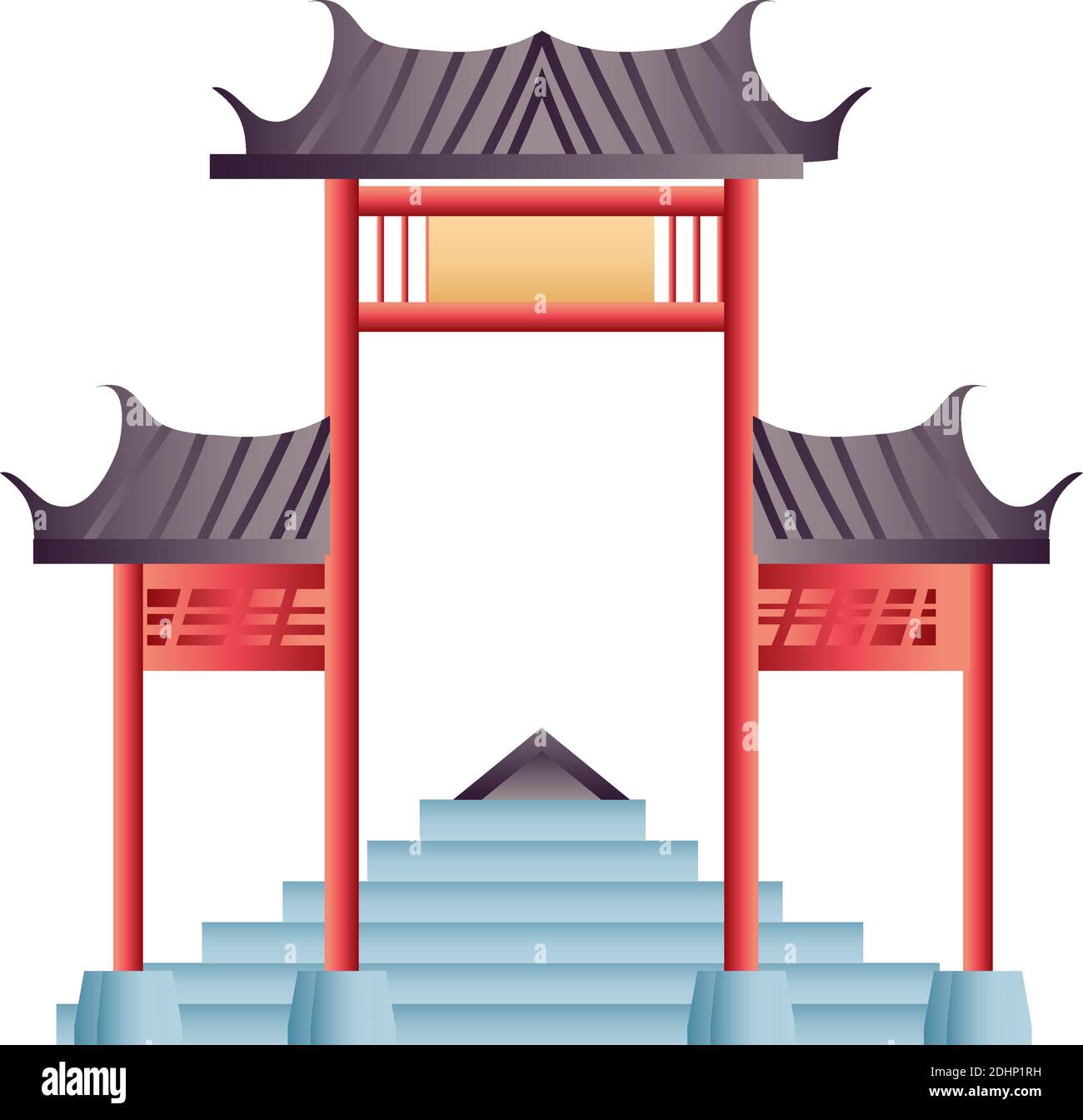 travel japanese famous landmarks torii gate icon image white background