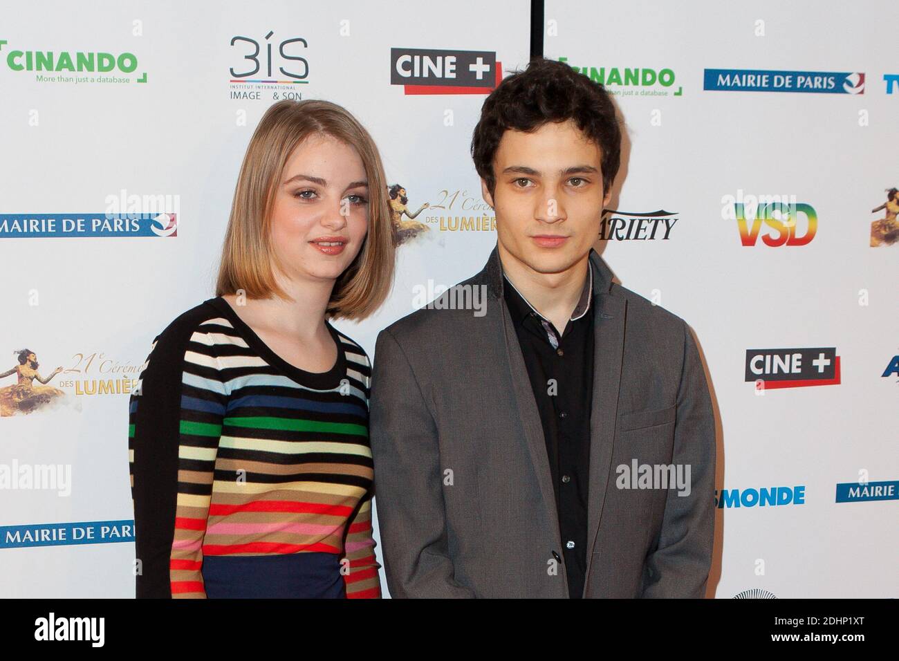 Lou Roy-Lecollinet and Quentin Dolmaire attending the 21Th Ceremony of Lumieres de la Presse Etrangere in Espace Pierre Cardin in Paris, france, on February 8, 2016. Photo by Audrey Poree/ ABACAPRESS.COM Stock Photo