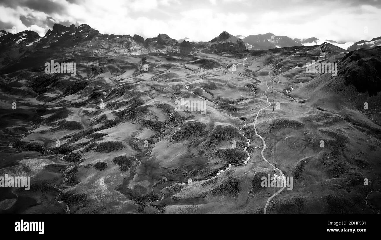 The Swiss Alps at Melchsee Frutt in black and white Stock Photo - Alamy