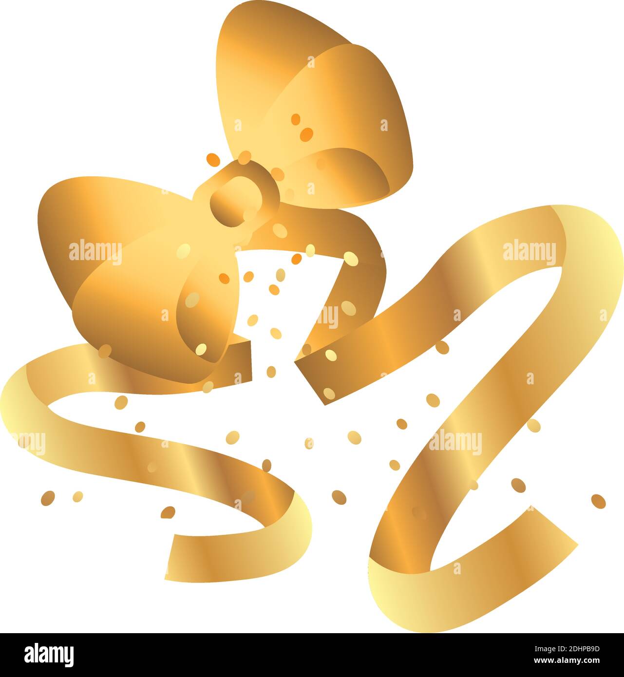 golden gift bow and ribbon ornament decoration vector illustration ...