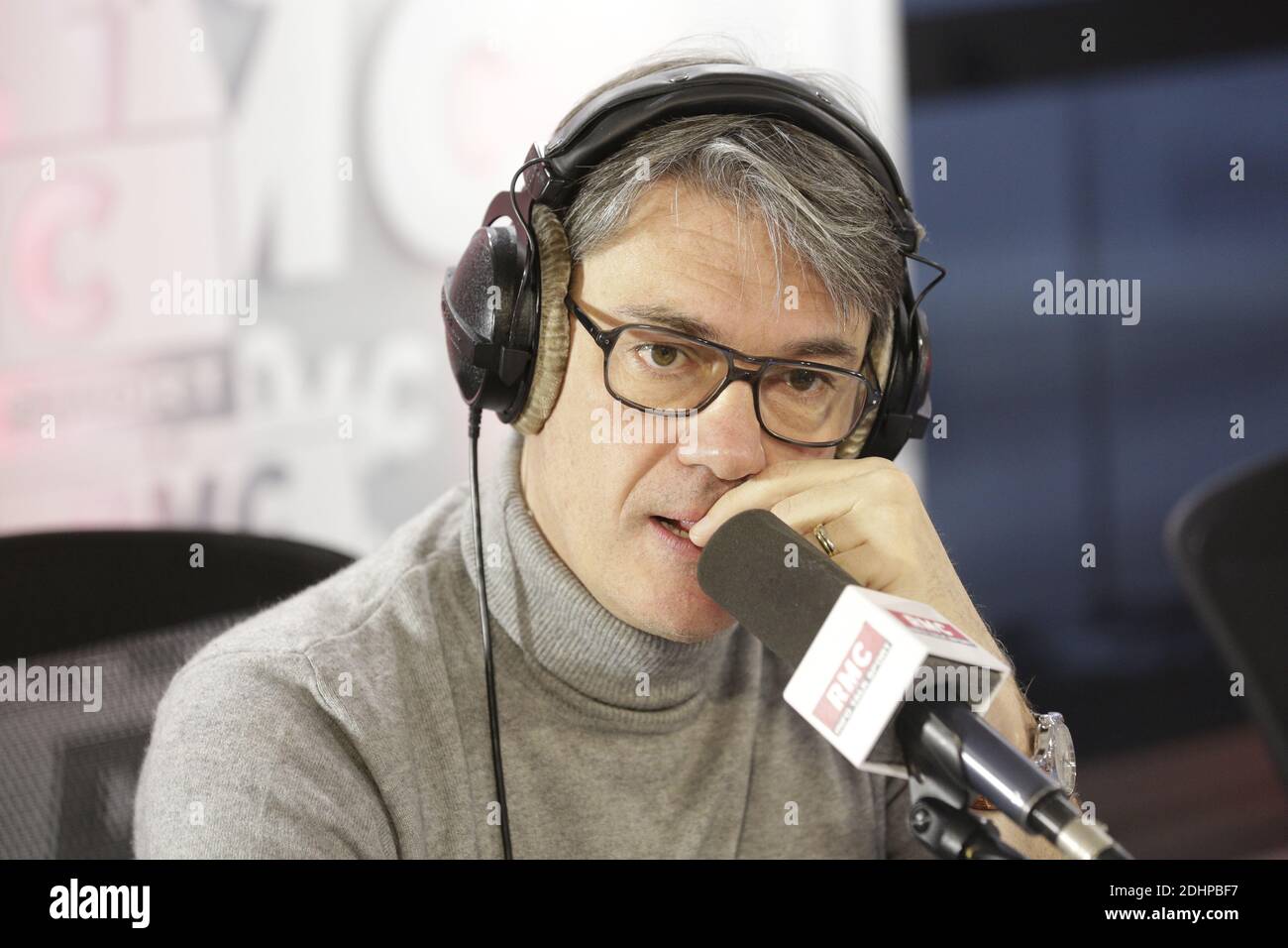 Exclusive - Alain Marschall at the 'Les Grandes Gueules' talk show on RMC  Radio, in Paris, France, on February 18, 2016. Photo by Jerome  Domine/ABACAPRESS.COM Stock Photo - Alamy