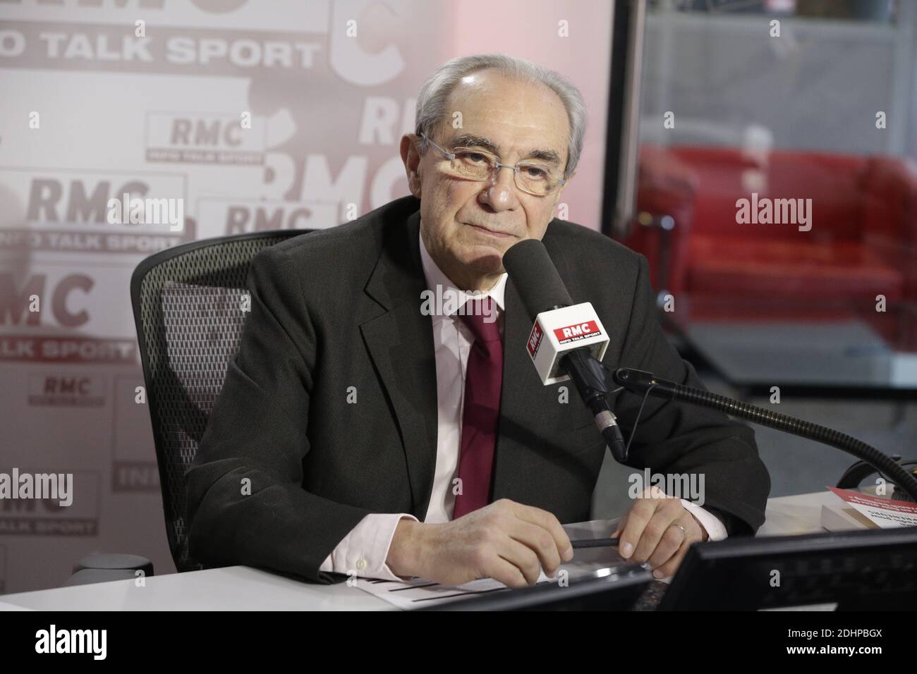 Exclusive - Bernard Debre at the 'Les Grandes Gueules' talk show on RMC  Radio, in Paris, France, on February 18, 2016. Photo by Jerome  Domine/ABACAPRESS.COM Stock Photo - Alamy