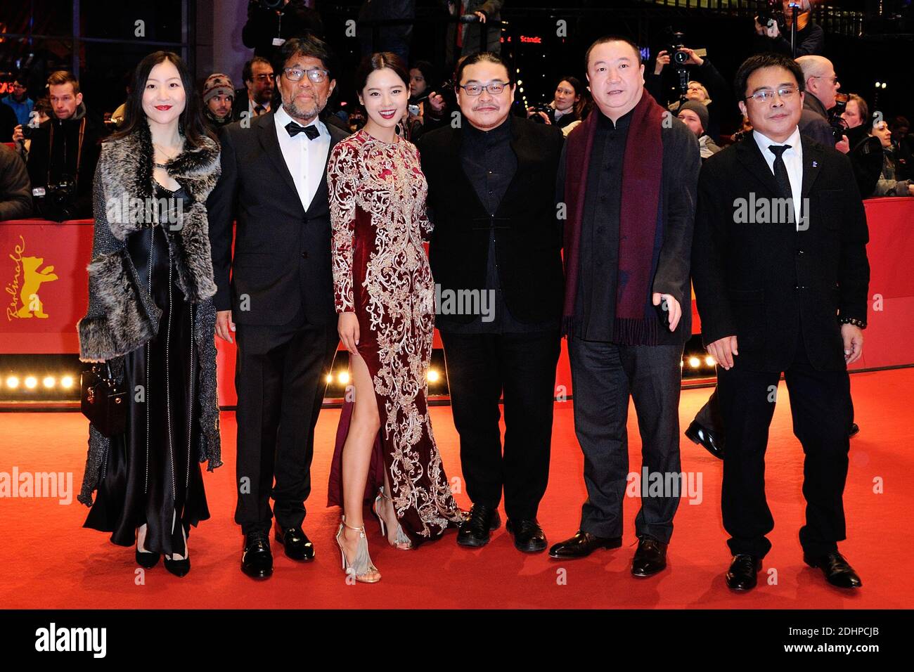 Mark Lee Ping-Bing (2nd L-cameraman of 'Chang Jiang Tu' awarded Silver Bear for Outstanding Artistic Contribution), Xin Zhi Lei (3rd L), director Yang Chao (3rd R) attending the Red Carpet before the Closing Ceremony during the 66th Berlinale, Berlin International Film Festival in Berlin, Germany on February 20, 2016. Photo by Aurore Marechal/ABACAPRESS.COM Stock Photo