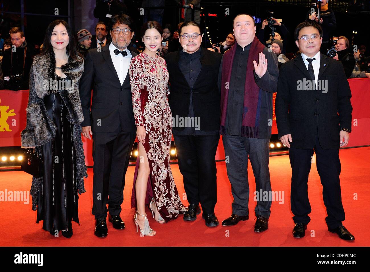 Mark Lee Ping-Bing (2nd L-cameraman of 'Chang Jiang Tu' awarded Silver Bear for Outstanding Artistic Contribution), Xin Zhi Lei (3rd L), director Yang Chao (3rd R) attending the Red Carpet before the Closing Ceremony during the 66th Berlinale, Berlin International Film Festival in Berlin, Germany on February 20, 2016. Photo by Aurore Marechal/ABACAPRESS.COM Stock Photo