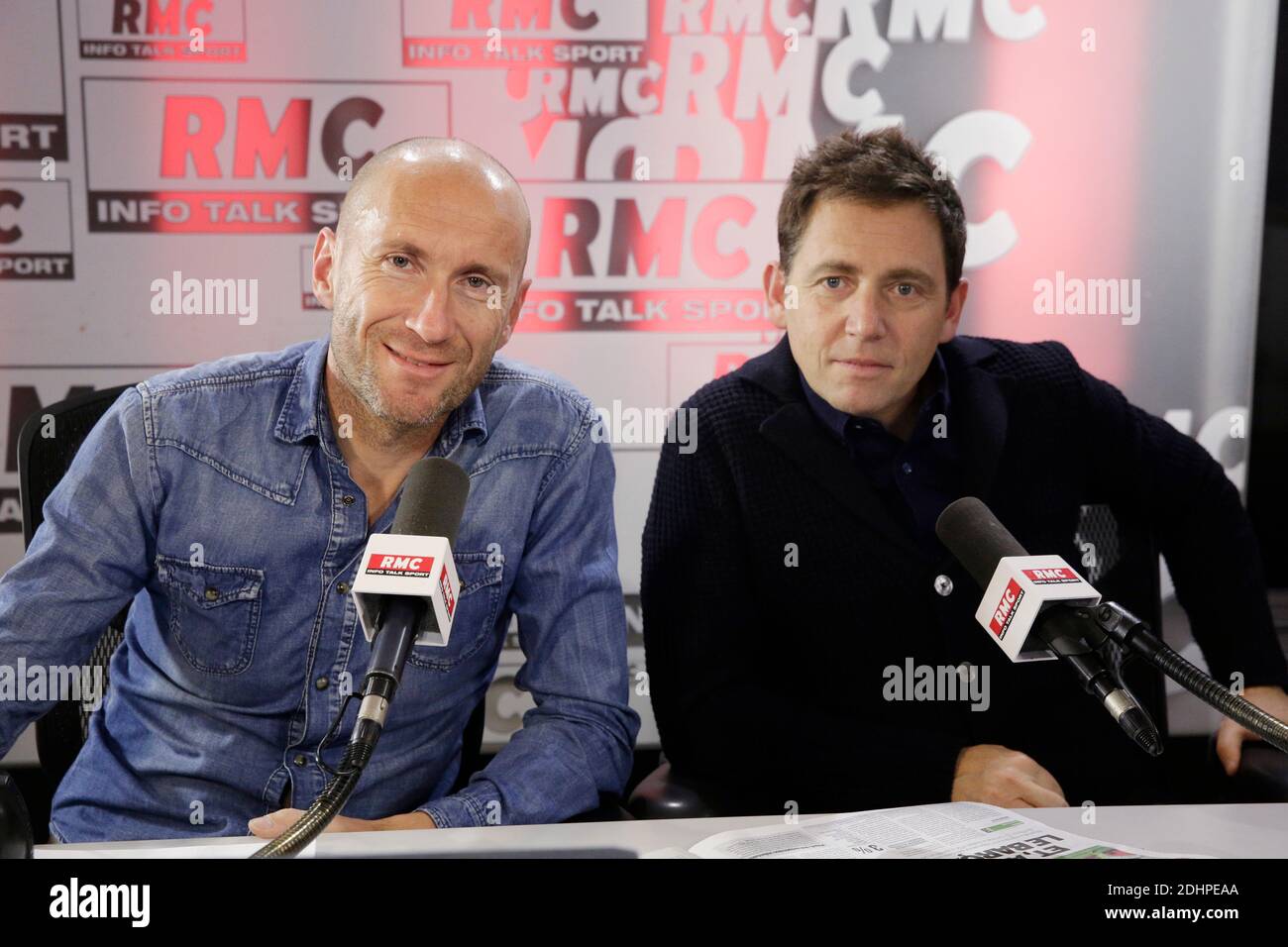 Exclusive - Gilbert Brisbois and Daniel Riolo at the 'L'After Foot' talk  show on RMC Radio, in Paris, France, on February 24, 2016. Photo by Jerome  Domine/ABACAPRESS.COM Stock Photo - Alamy