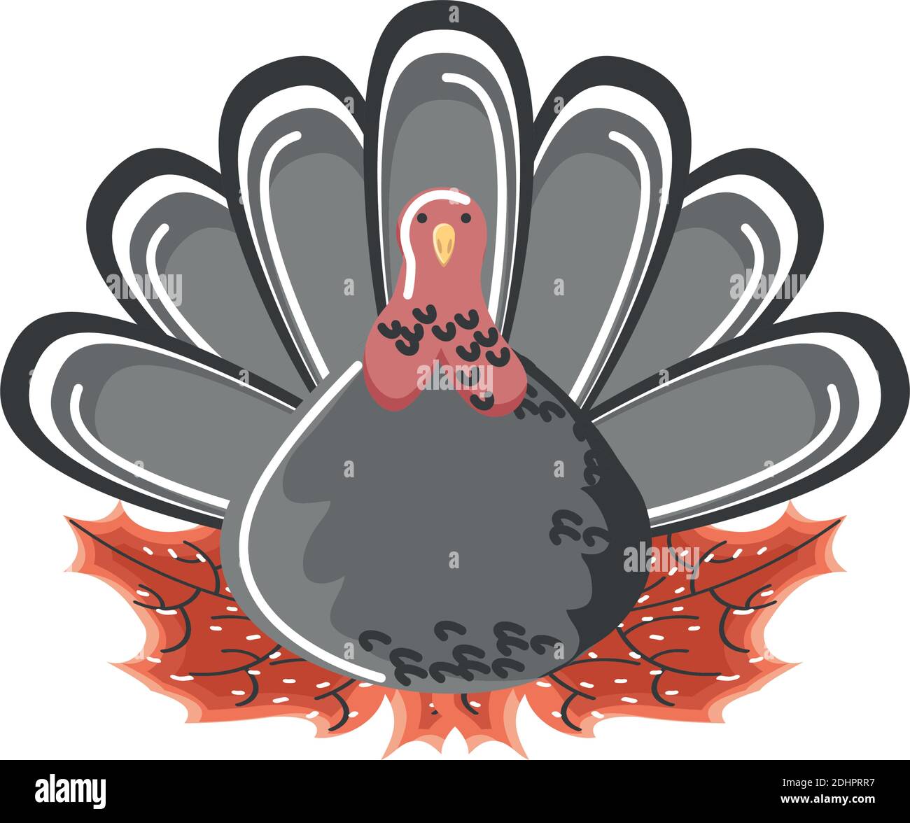 happy thanksgiving turkey animal on maple leaves foliage vector