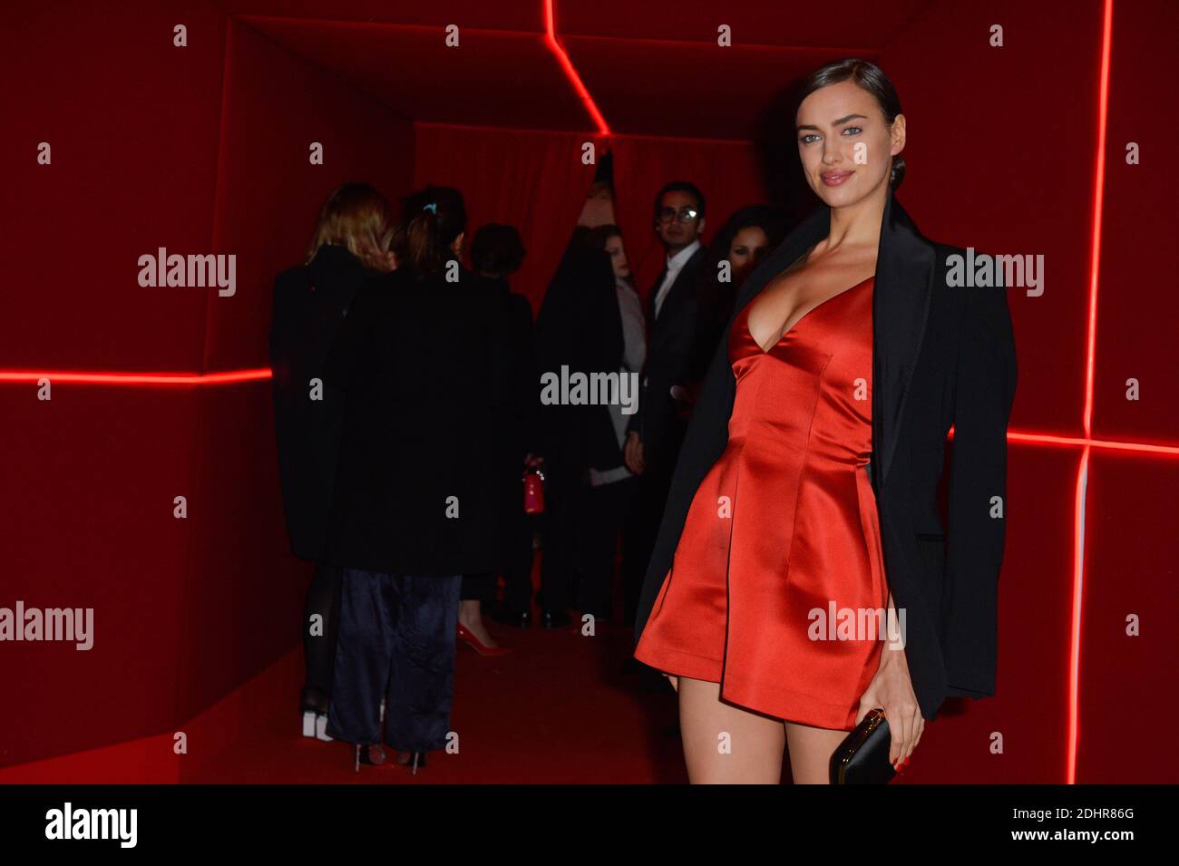 Irina Shayk arriving at L'Oreal Paris Red Obsession Party in Paris