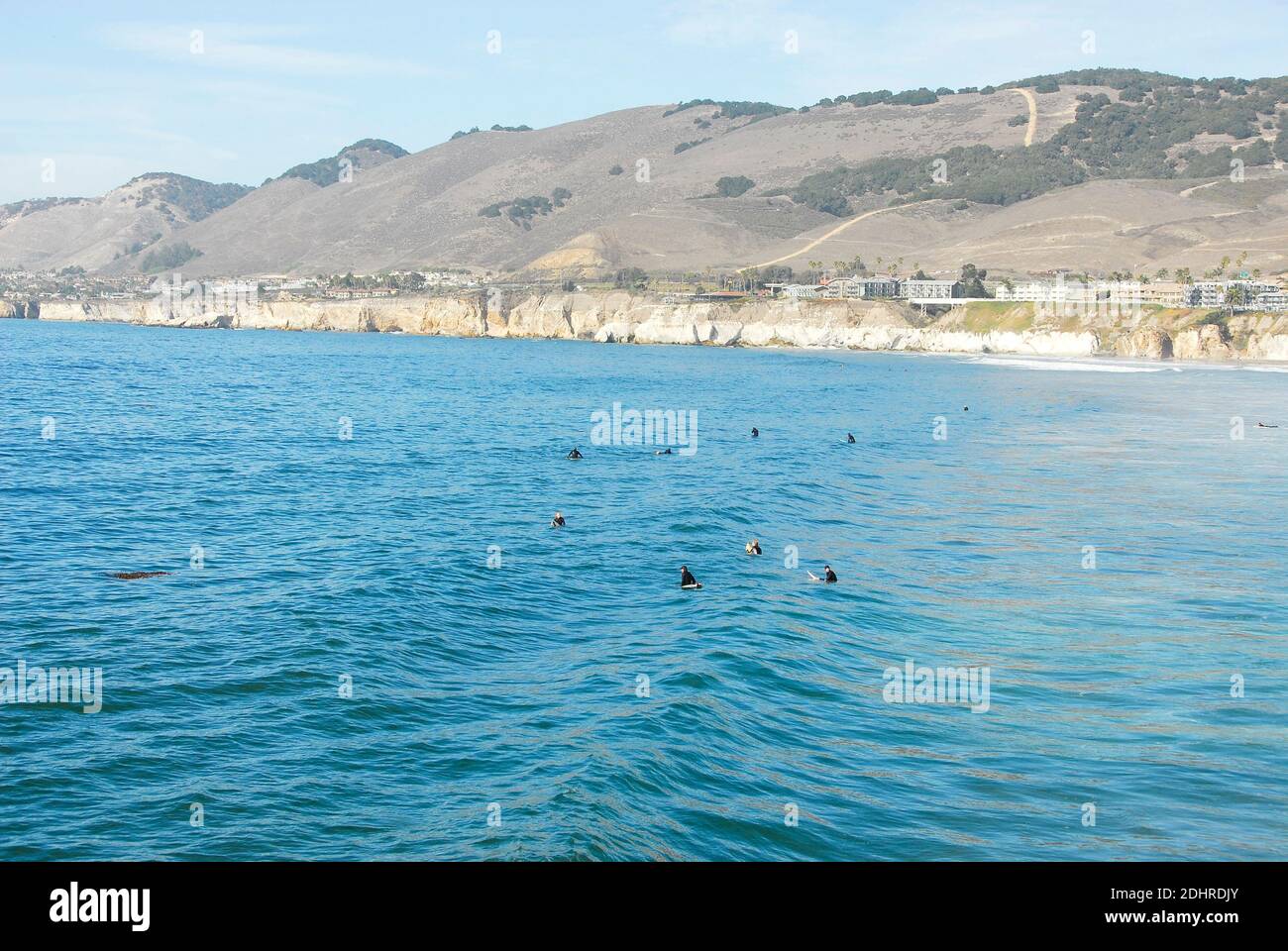View of the town from the pier of Pismo Beach in San Luis Obispo County, California, famous for