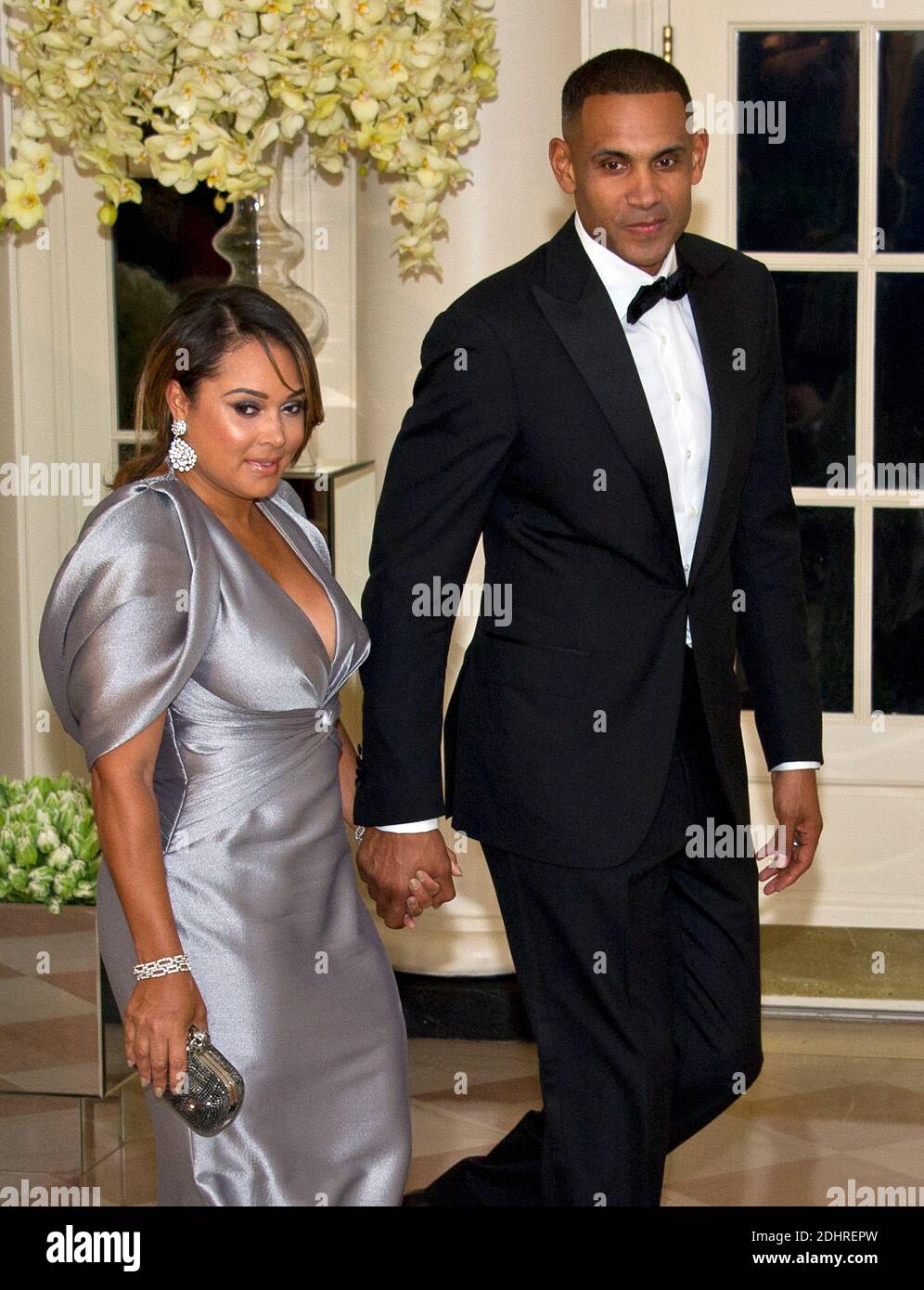 Grant Hill, Former Basketball Player, Member of The President?s Council on Fitness, Sports & Nutrition and Tamia Hill arrives for the State Dinner in honor of Prime Minister Trudeau and Mrs. Sophie Grégoire Trudeau of Canada at the White House in Washington, DC, USA, on Thursday, March 10, 2016. Photo by Ron Sachs/CNP/Pool/ABACAPRESS.COM Stock Photo