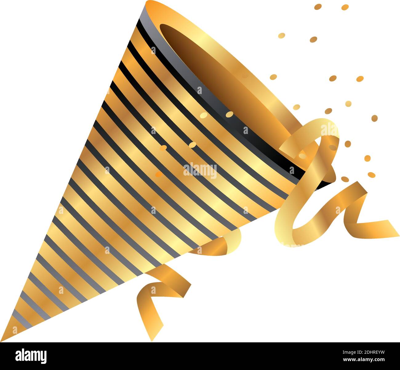 golden horn confetti decoration celebration party vector illustration