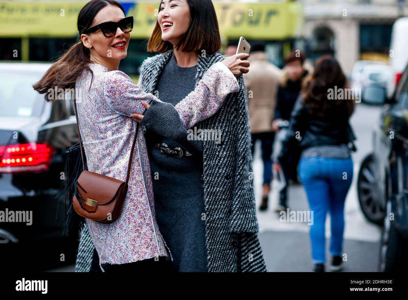 Street style, Evangelie Smyrniotaki and Chriselle Lim arriving at