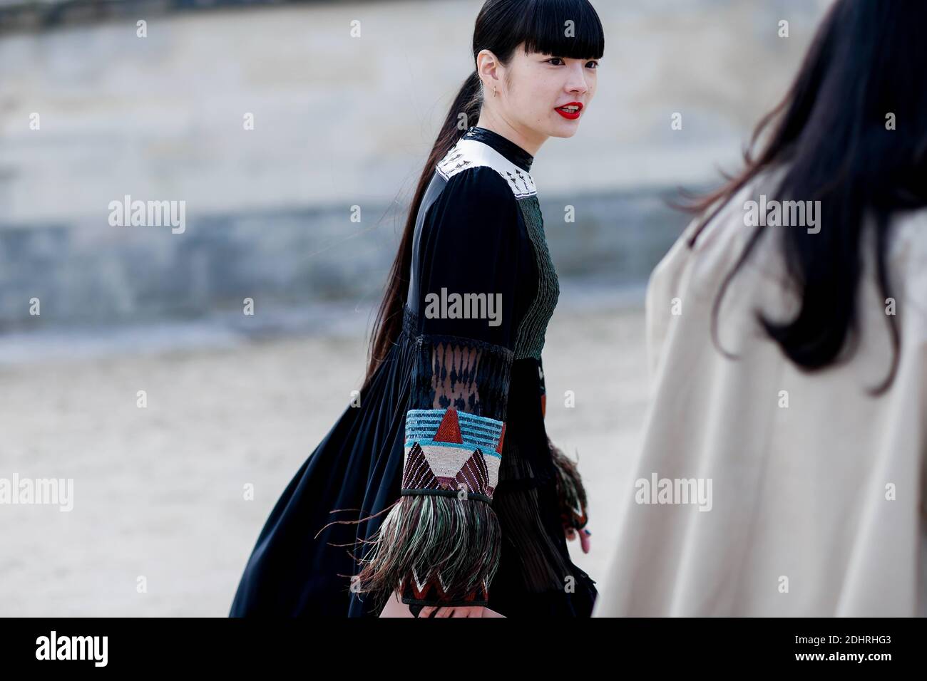 Street style, Kozue Akimoto arriving at Valentino Fall-Winter 2016-2017