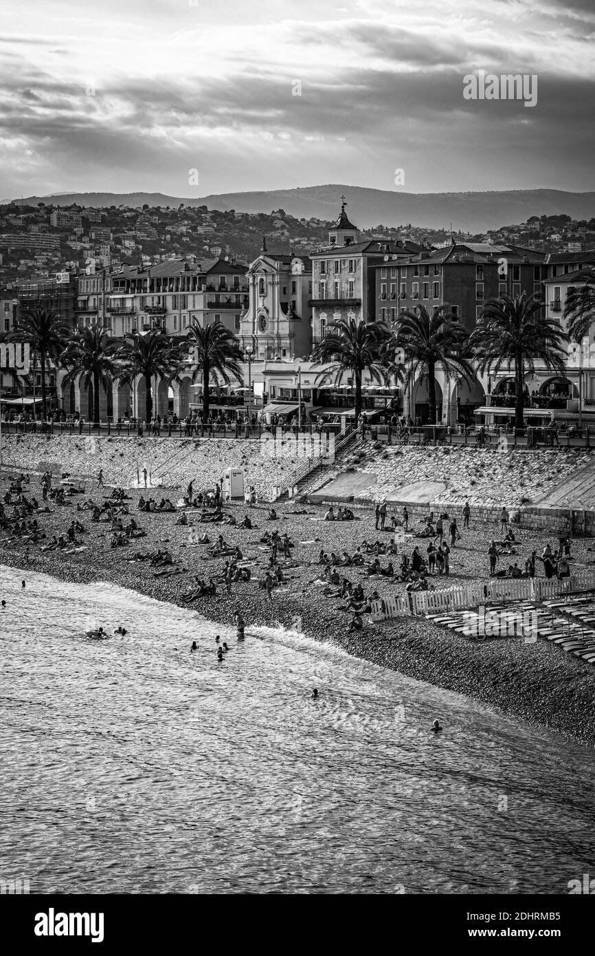 Nice at the French Riviera is a busy place in summer - CITY OF NICE, FRANCE - JULY 10, 2020 Stock Photo