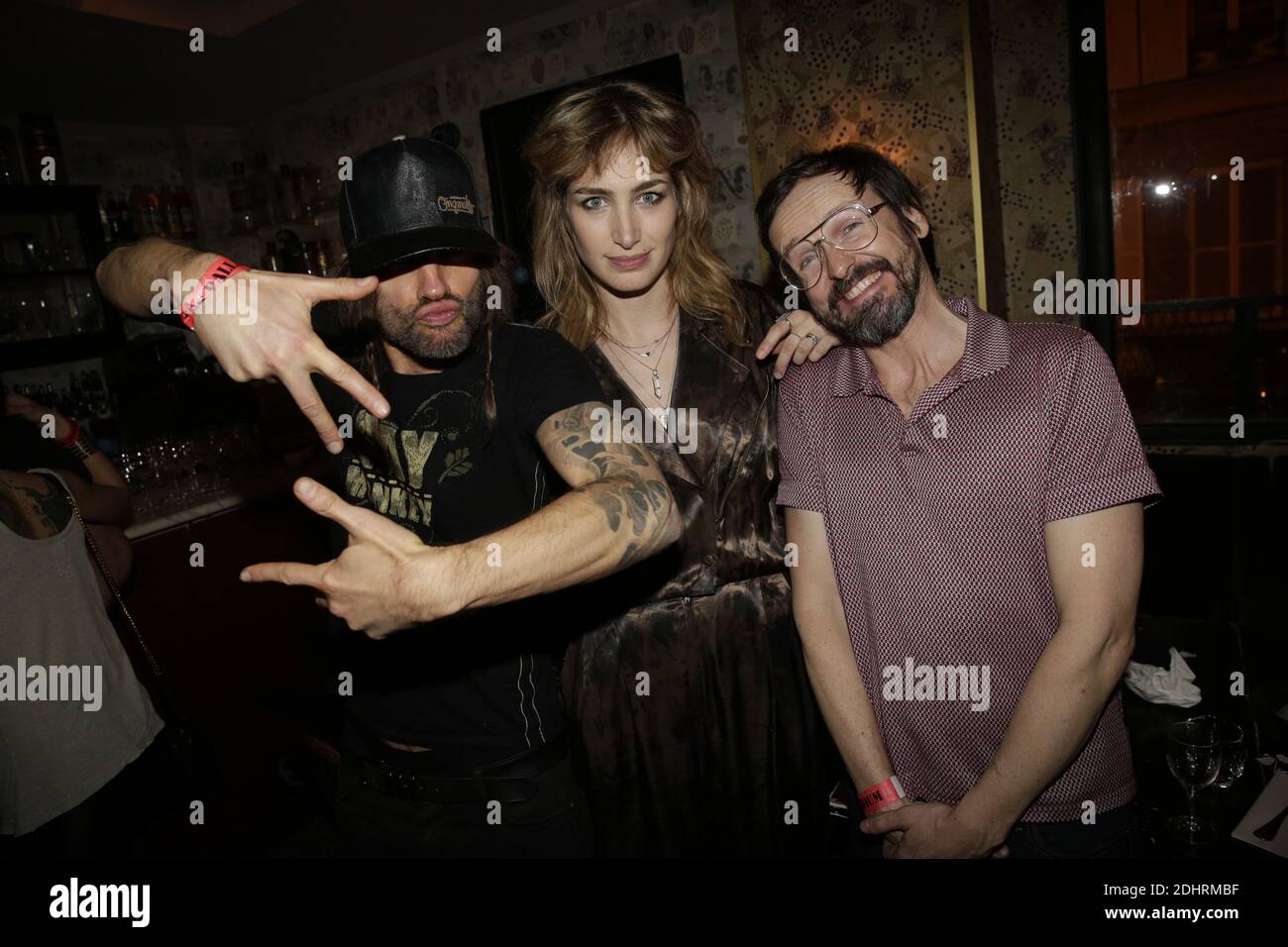 Shaka Ponk (Frah), Pauline Lefevre and Philippe Risotto attending the Bus  Palladium 6th anniversary party, held