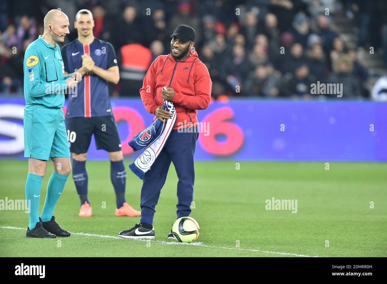 Jay Jay Okocha Had Been Played In Psg Between The Years1998 02 Gestures After He Made The Start Kick During The French L1 Football Match Between Paris Saint Germain And Monaco At