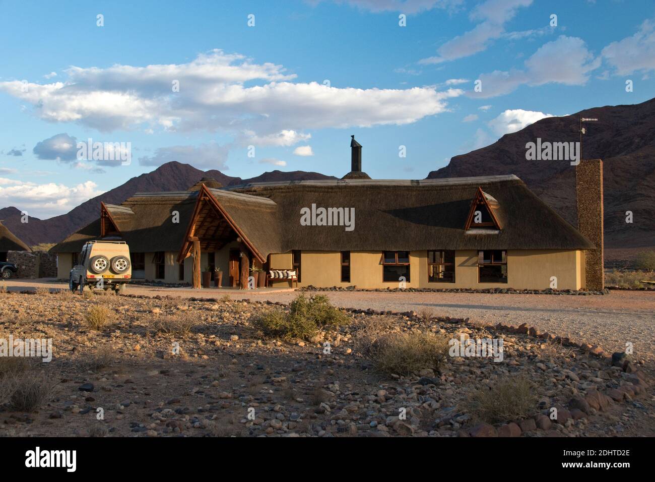 The Hoodia Desert Lodge located near the famous red sand dunes at Sossusvlei, Namibia. Stock Photo