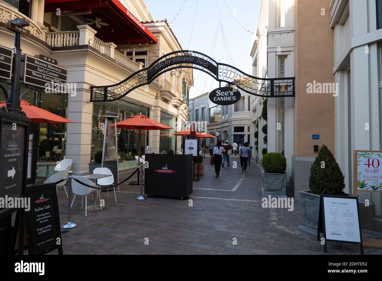Los Angeles, CA USA December 3, 2020 Empty outdoor dining area at