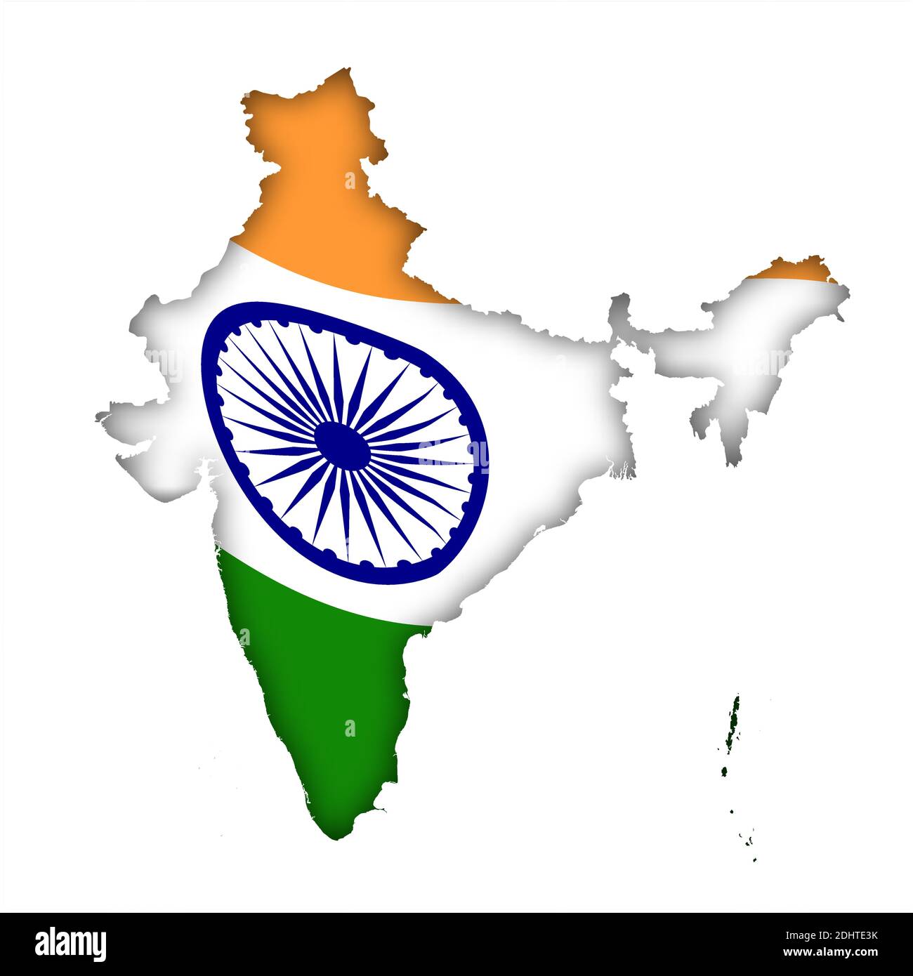 borders of india in colors of national indian flag. Independence Day. Basis of festive banner, layout. Vector on a white background Stock Vector
