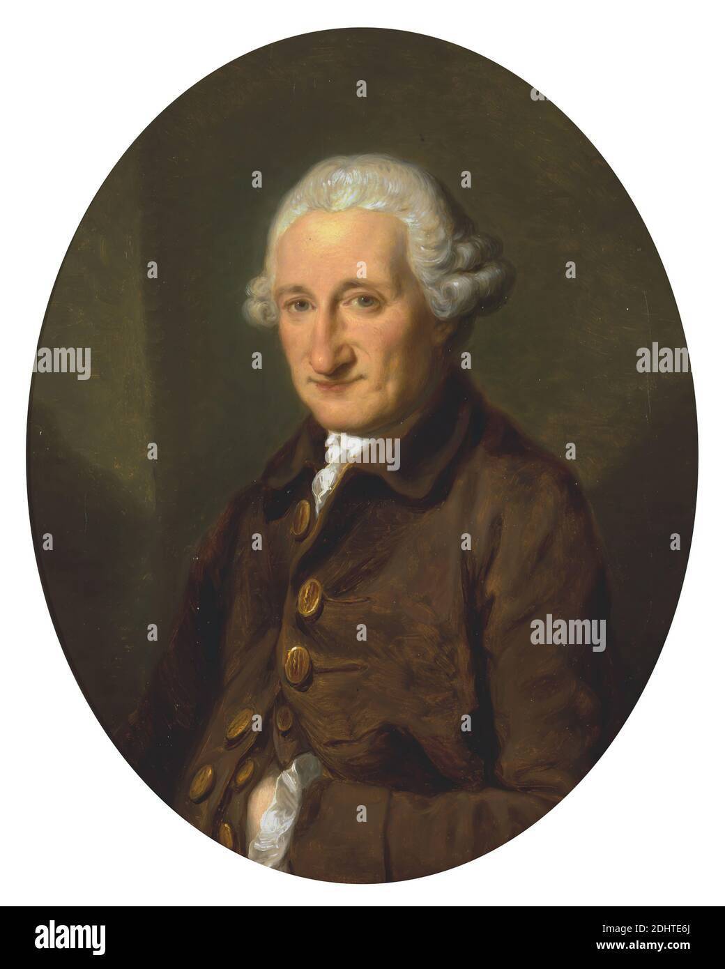 A Man Called Sir Robert Hervey, Angelica Kauffmann RA, 1741–1807, Swiss, active in Britain (1766–81), ca. 1780, Oil on canvas, Support (PTG): 29 5/16 x 22 7/8 inches (74.5 x 58.1 cm), Georgian, man, oval, portrait Stock Photo