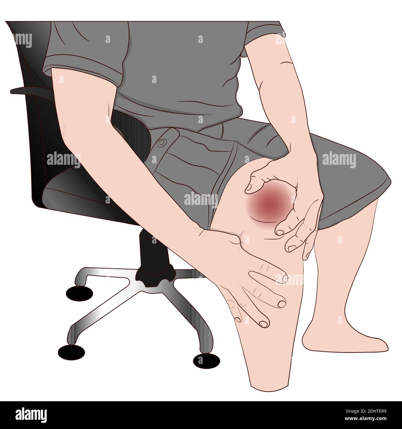 graphics image Tendon bone knee joint problems on leg vector illustration Stock Vector