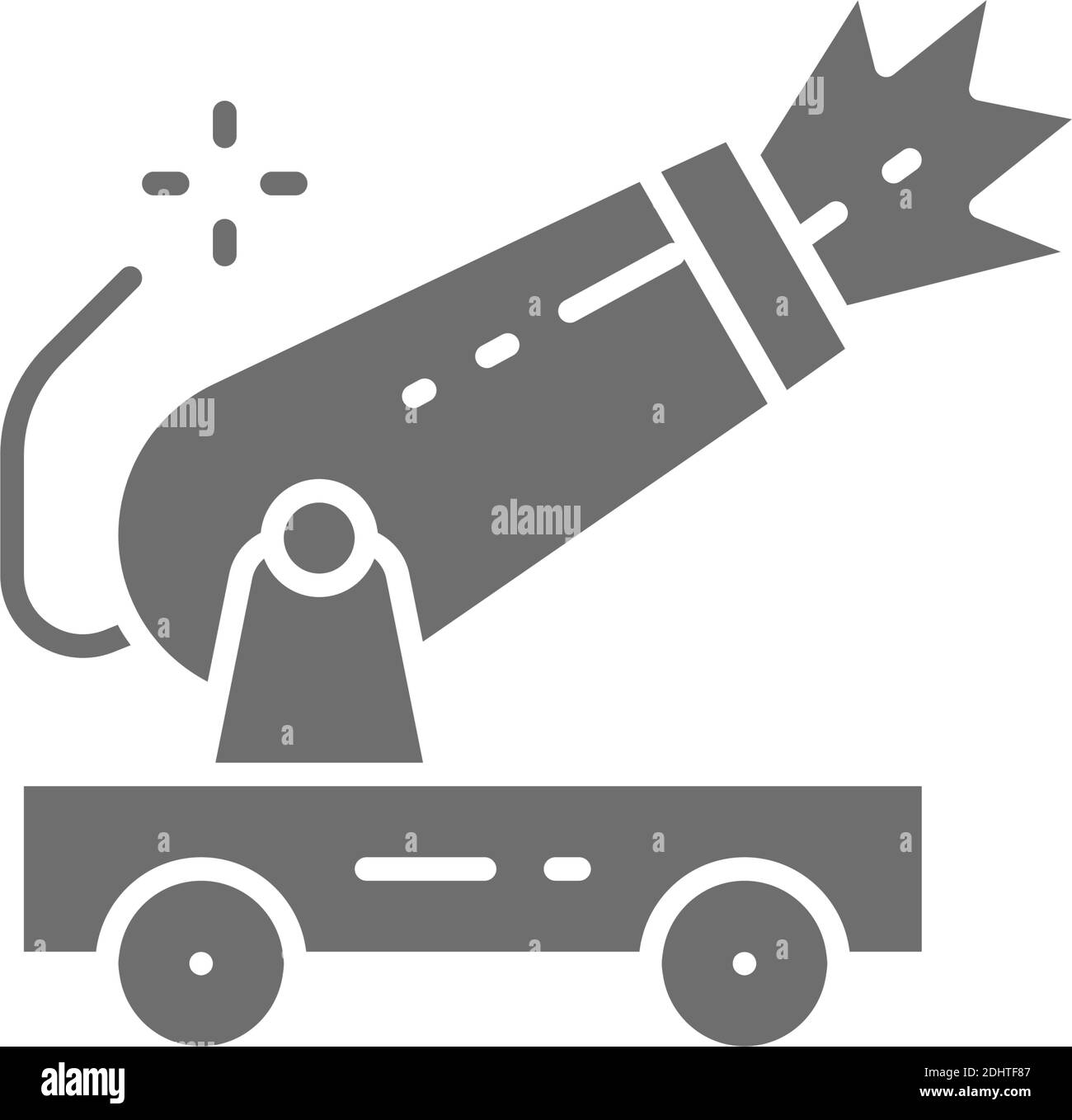 Vector circus cannon grey icon. Isolated on white background Stock Vector