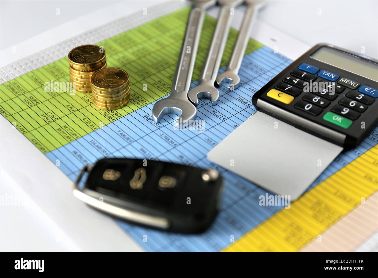 calculator and pen on white background Stock Photo - Alamy