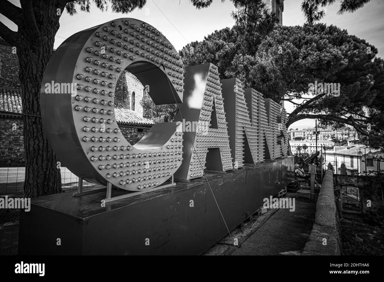 Big letters of Cannes on Castle Hill in Cannes CITY OF CANNES, FRANCE
