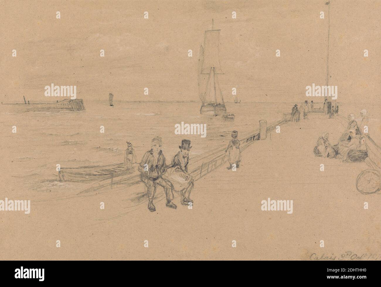 On The Pier Calais Attributed To Sir David Wilkie 1785 1841 British Ca 1810 Graphite With White Chalk On Moderately Thick Moderately Textured Beige Wove Paper Mount 8 1 2 X 12 1 16 Inches On The Pier Calais Attributed To Sir David Wilkie 1785 1841 British Ca 1810 Graphite With White Chalk On Moderately Thick Moderately Textured Beige Wove Paper Mount 8 1 2 X 12 1 16 Inches