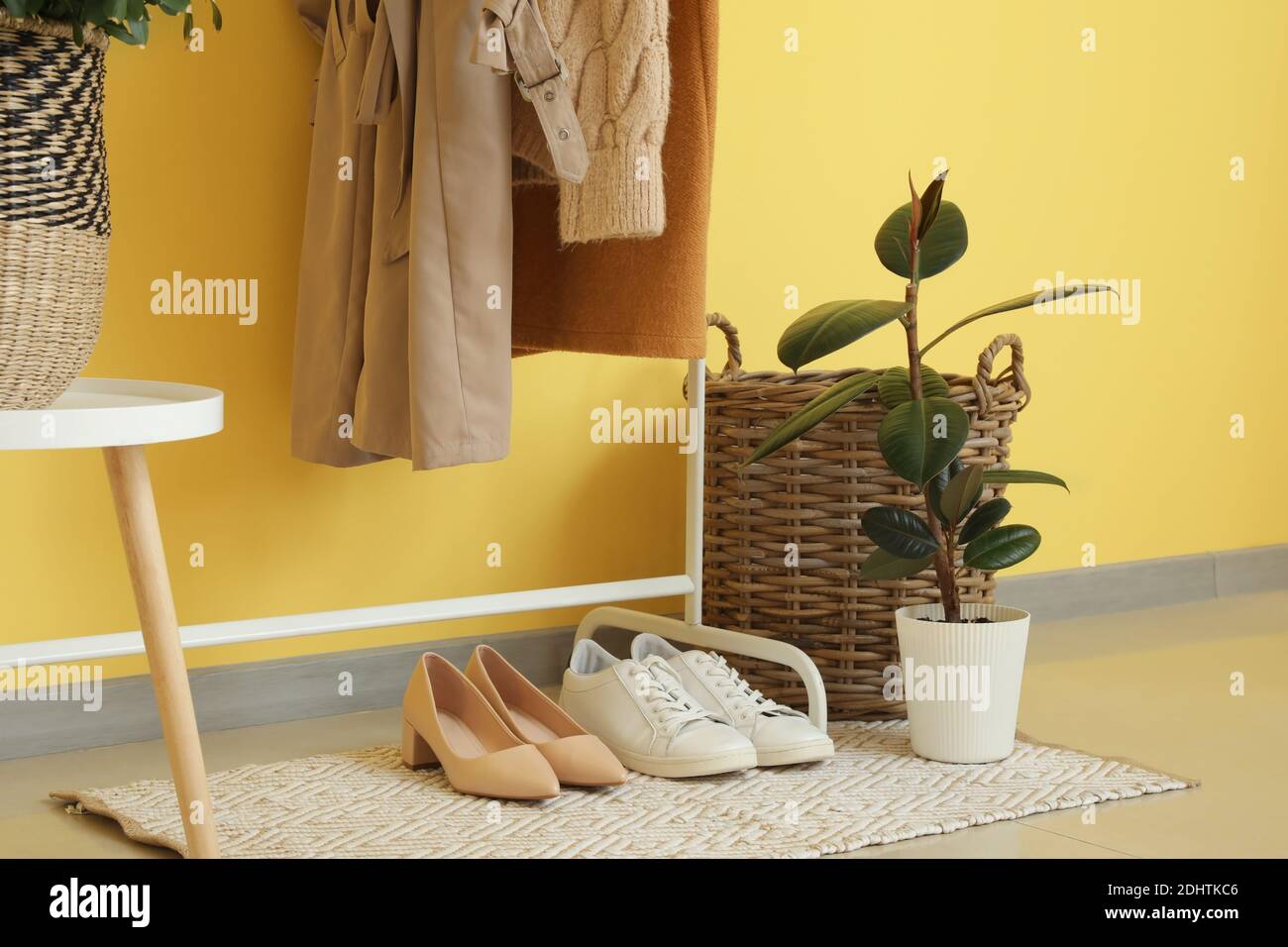 Hall Rack Interior Design Stylish interior of modern hallway with rack Stock Photo - Alamy