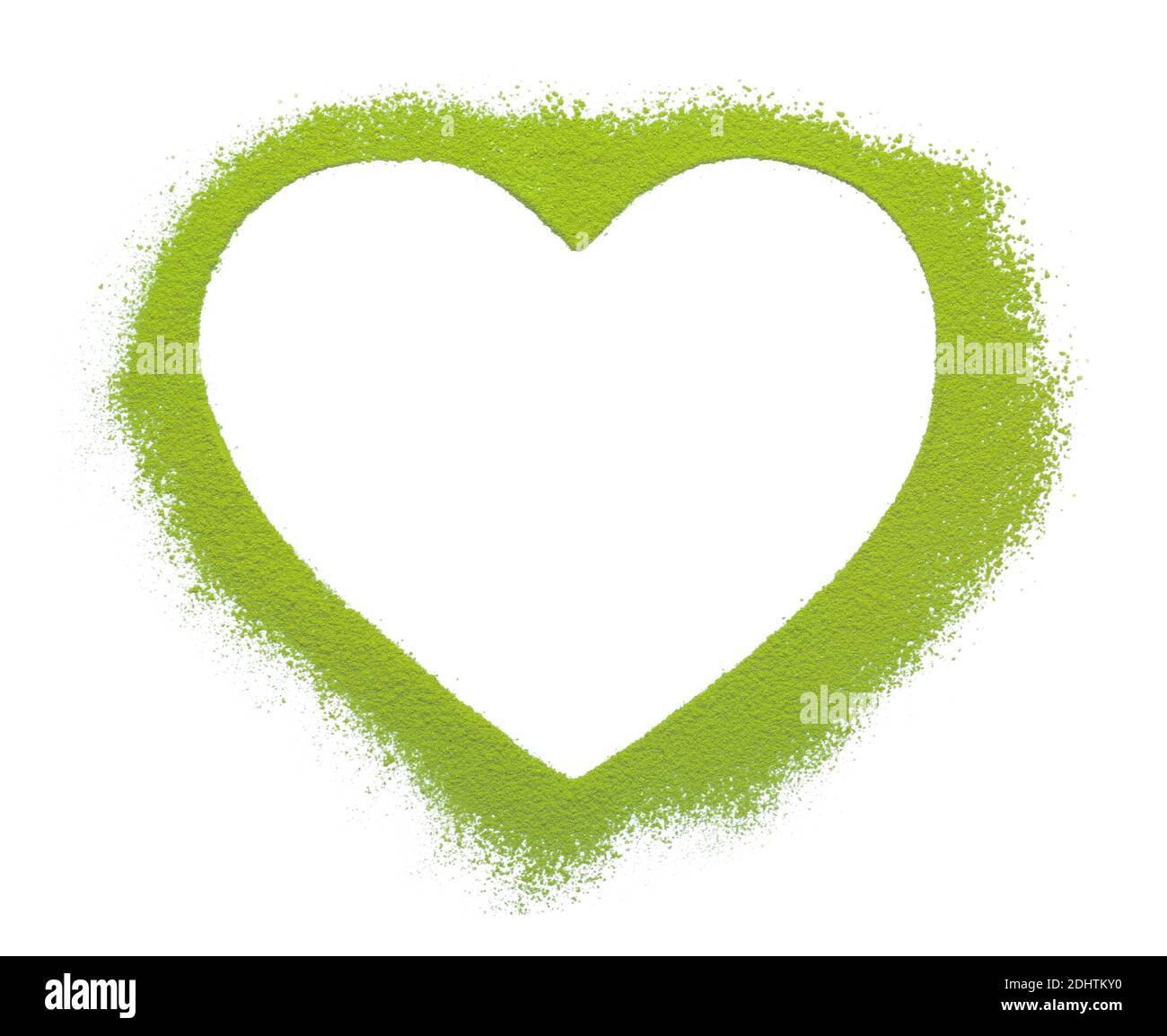 Powdered matcha green tea in heart shape on white background Stock ...