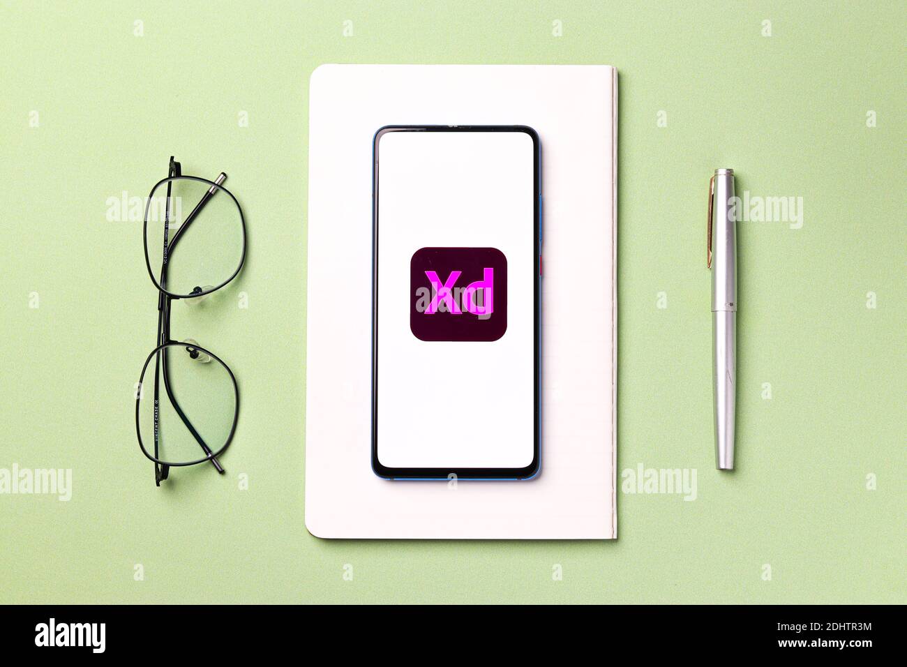 Assam, india - December 20, 2020 : Adobe XD logo on phone screen stock image. Stock Photo