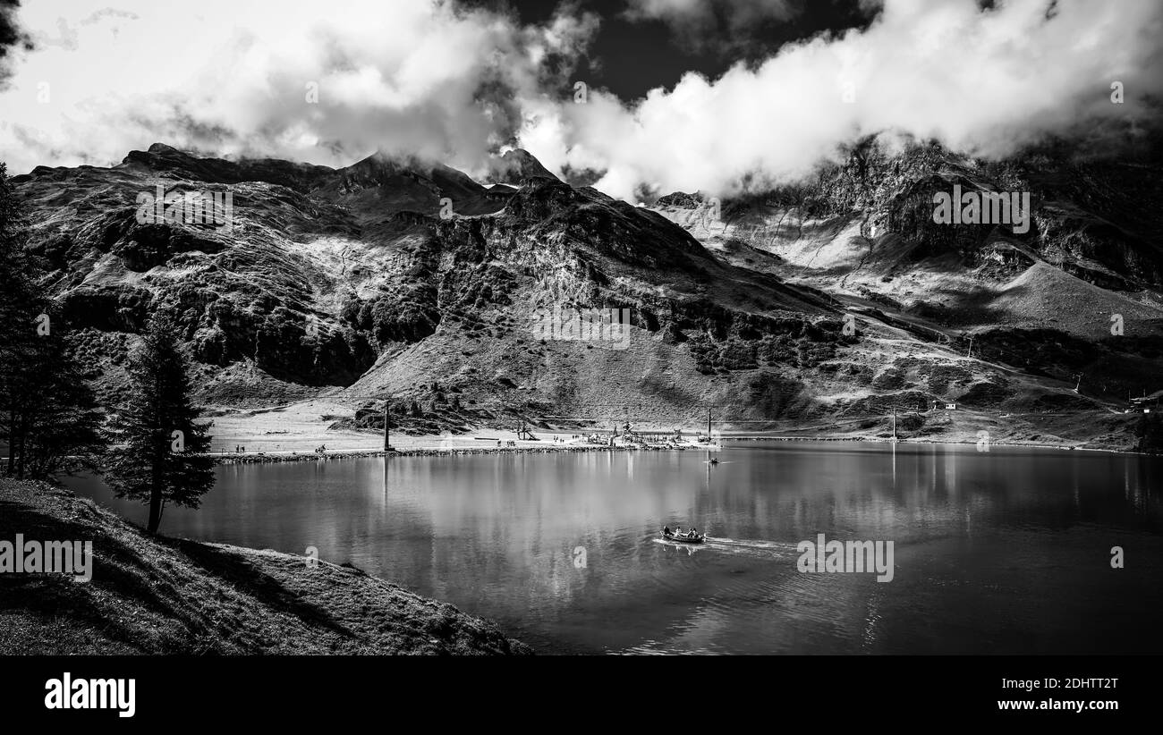 Amazing nature of Switzerland in the Swiss Alps in black and white ...