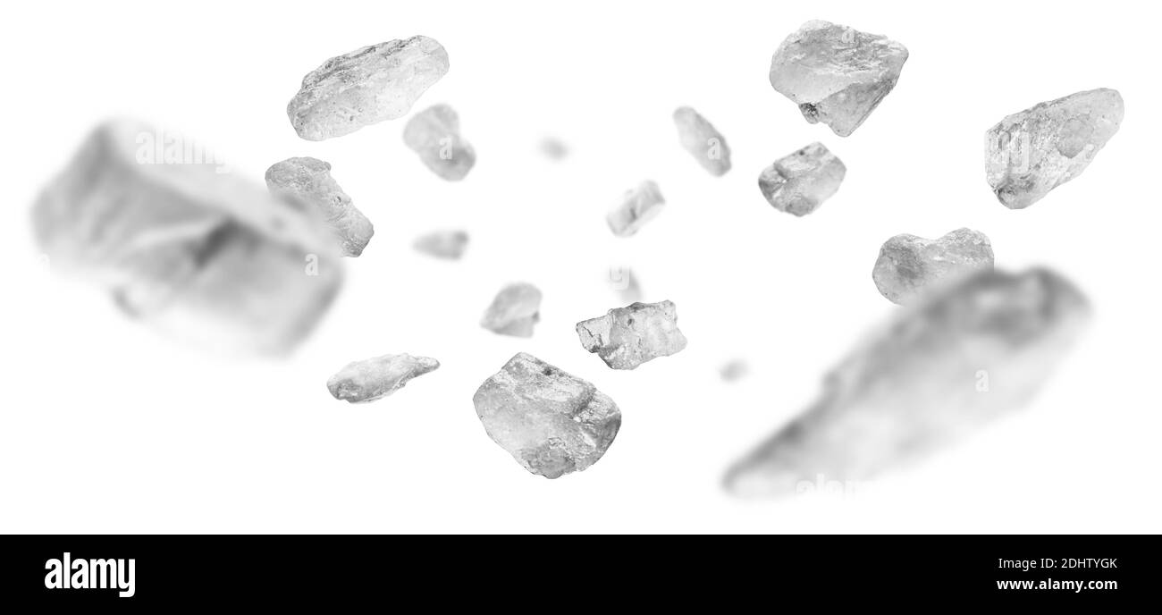 Rock salt close up levitating on a white background Stock Photo Alamy