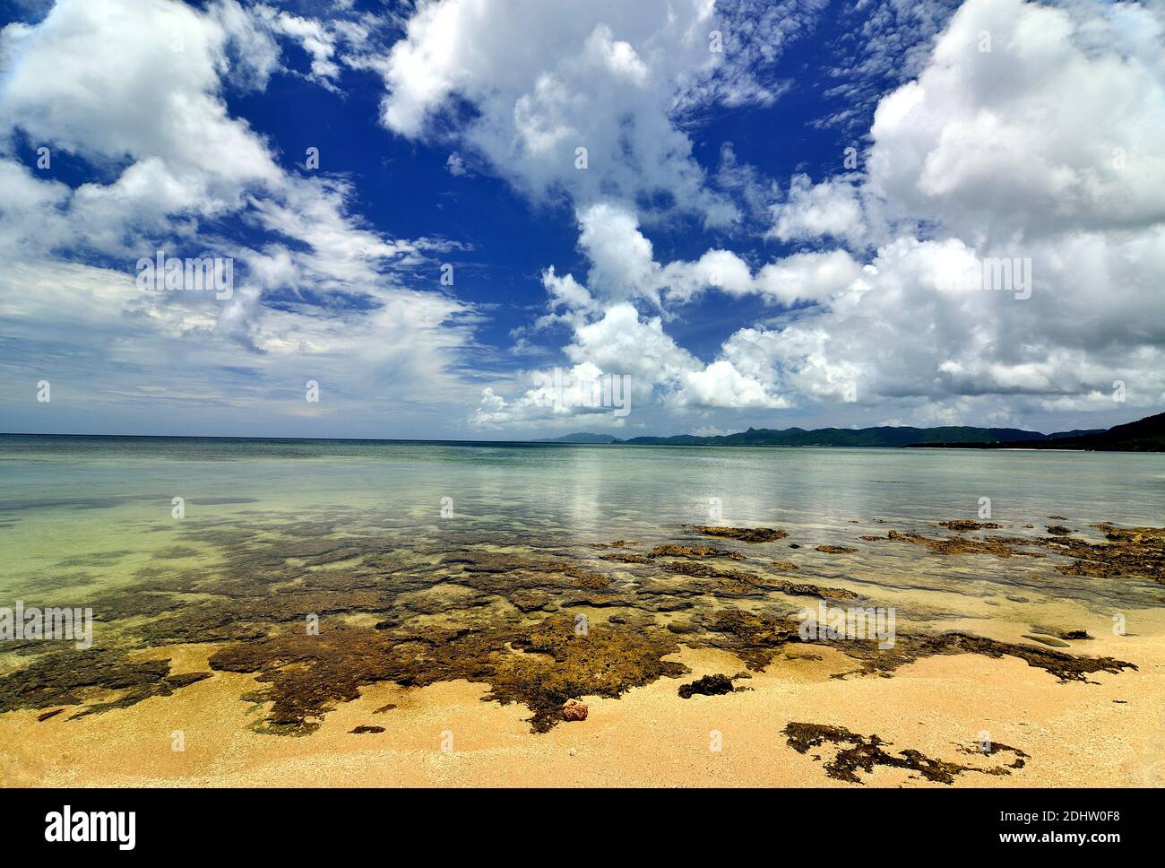 Yonehara Beach, Low Tide, Empty, Ishigaki, Yahema Islands, Ryukyu Islands, Okinawa, Japan Stock Photo