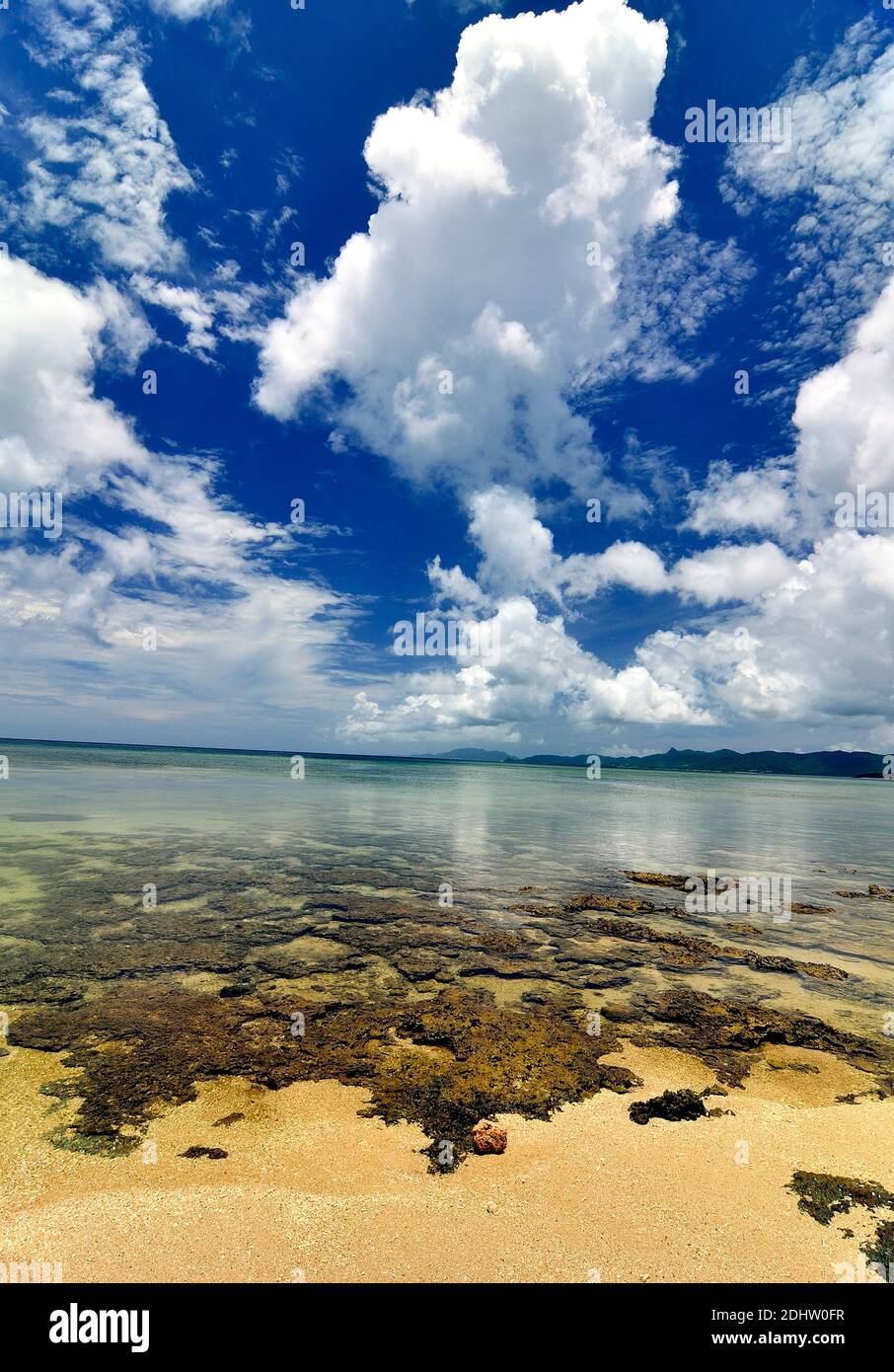 Yonehara Beach, Low Tide, Empty, Ishigaki, Yahema Islands, Ryukyu Islands, Okinawa, Japan Stock Photo