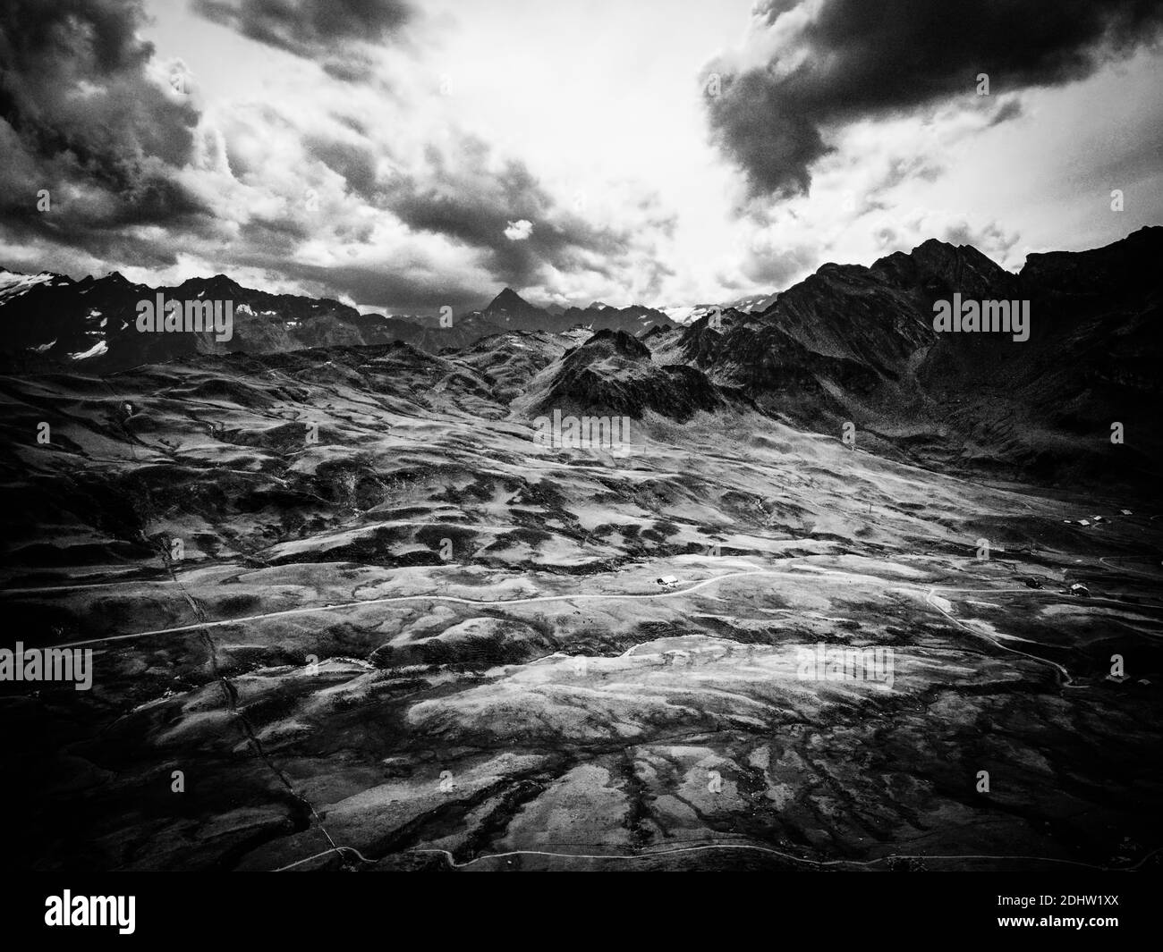 Amazing nature of Switzerland in the Swiss Alps in black and white ...