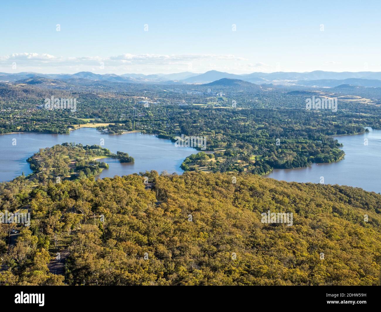 Lake Burley Griffin photographed from the Telstra Tower - Canberra, Australian Capital Territory, Australia Stock Photo