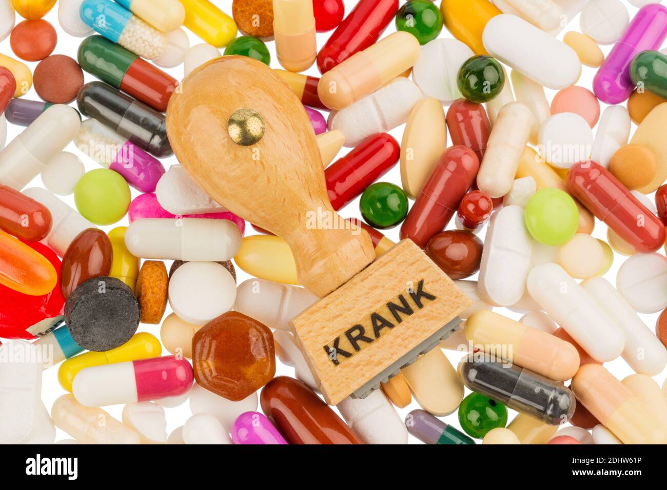 Verschiedene Tabletten, Kosten, Geld, Euro, Gesundheitswesen, Krankenhasse, Medizin, Pillen, Stempel, Krank, Stock Photo
