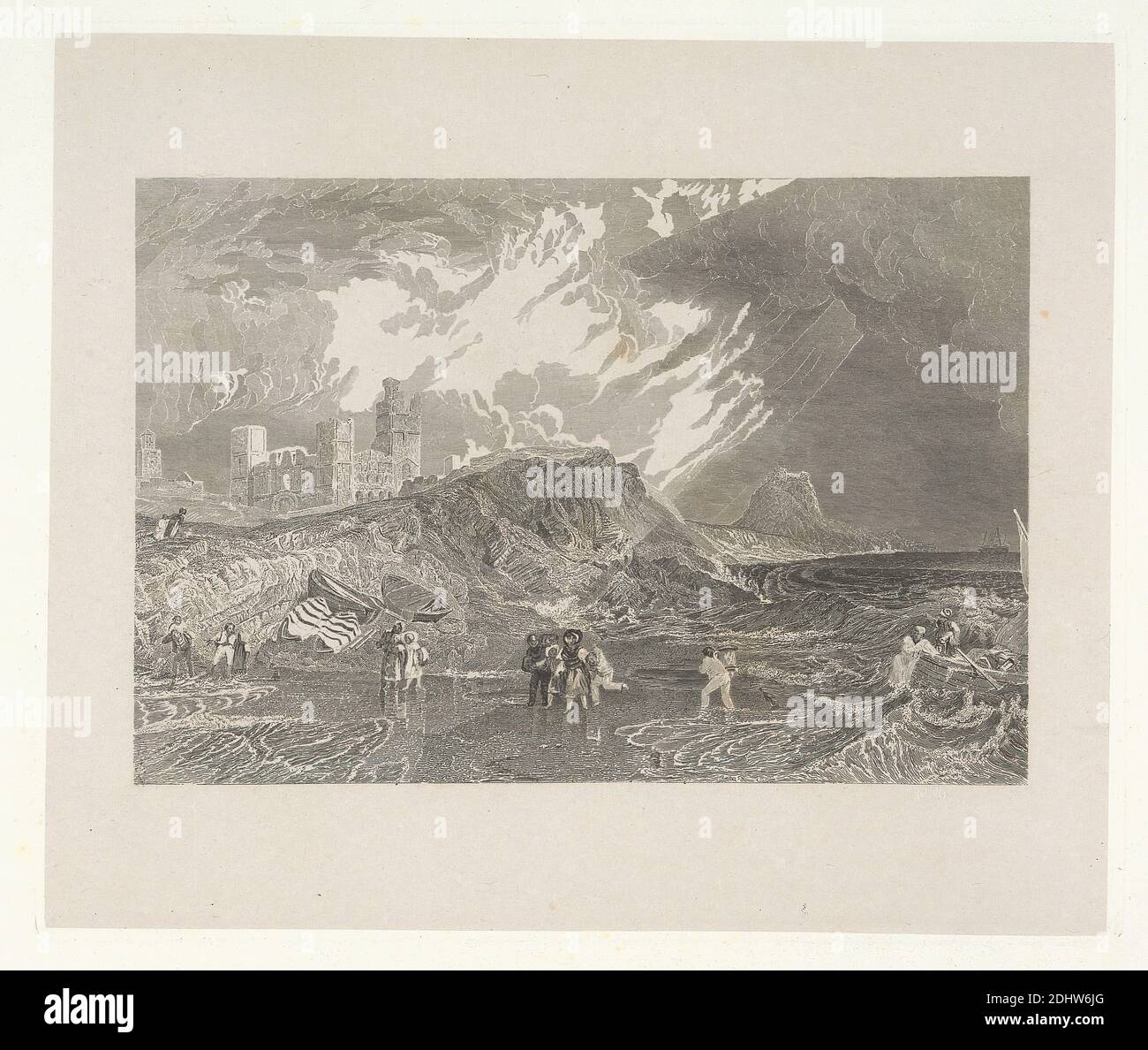 Holy Island, Northumberland, William Tombleson, ca.1795–1835, British, after Joseph Mallord William Turner, 1775–1851, British, 1827-1838, Open etching Stock Photo