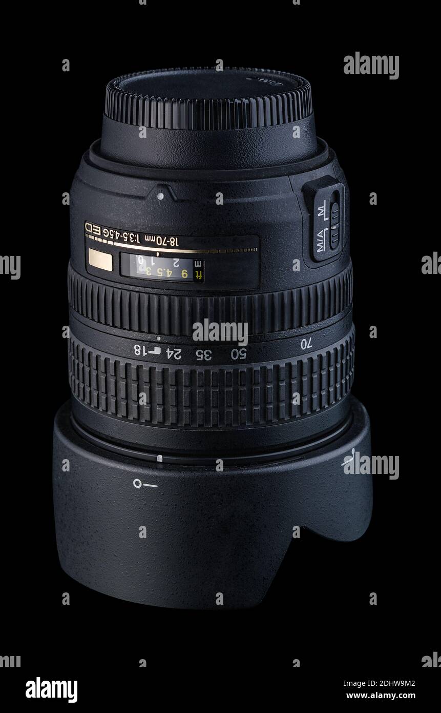 camera lens  on a black background Stock Photo