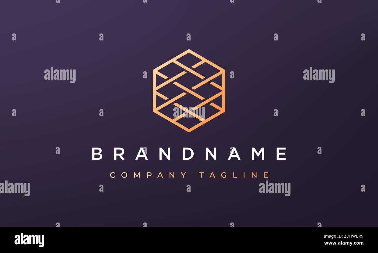 Line hexagon geometry logo concept in a line art style Stock Vector ...