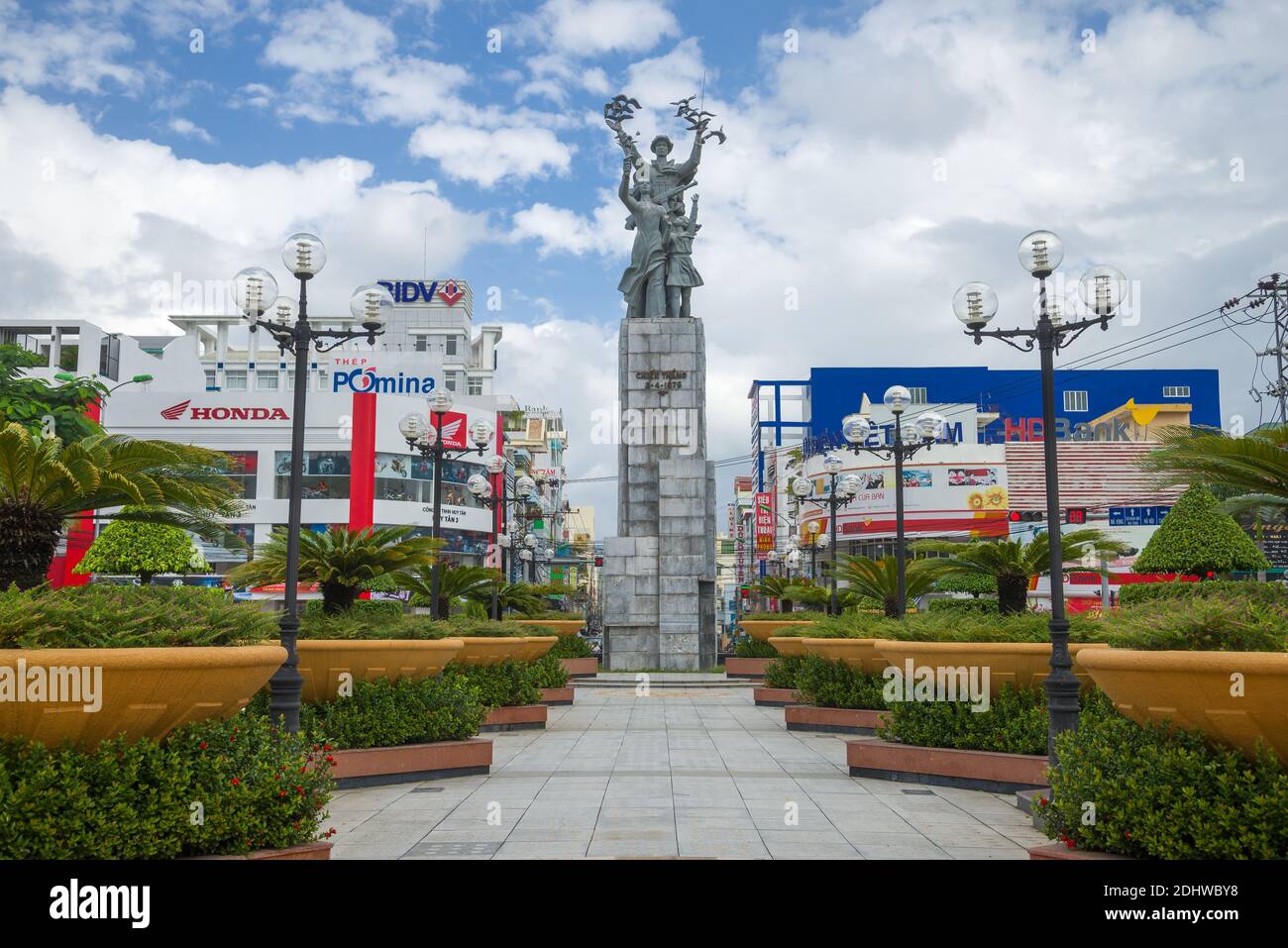 NHA TRANG, VIETNAM - DECEMBER 31, 2015: Monument in honor of the liberation of Nha Trang during the Vietnam War in the town square Stock Photo