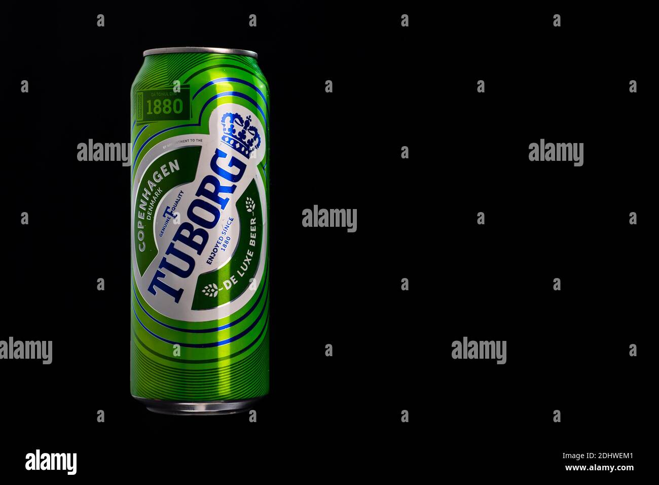 Tuborg beer can isolated on black background. Bucharest, Romania, 2020  Stock Photo - Alamy