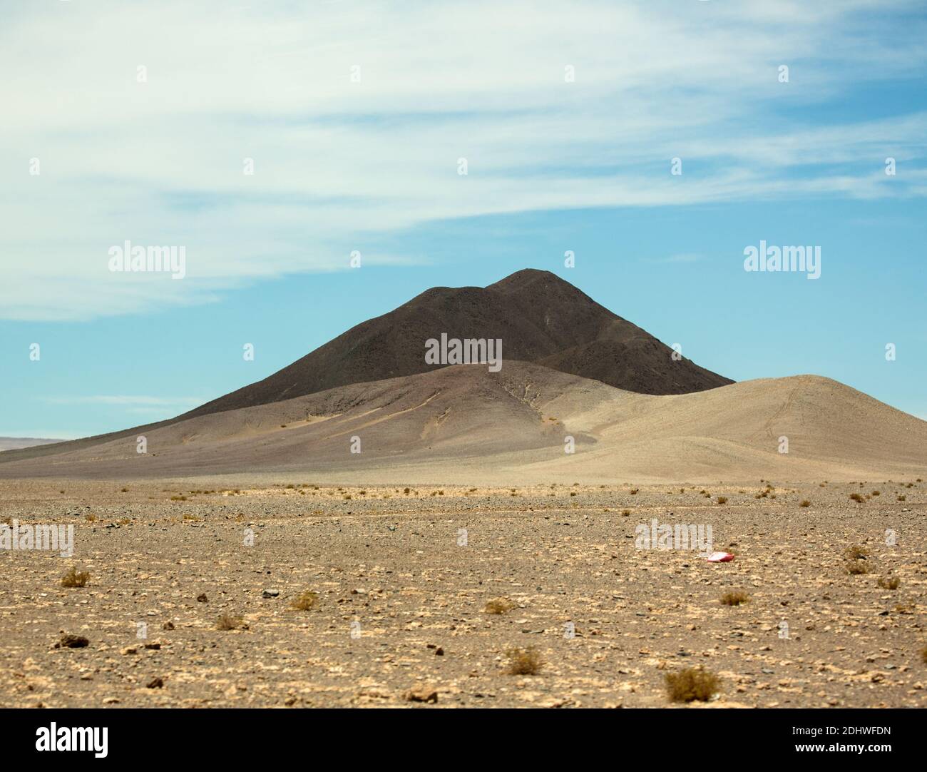 Barren plains and the desert hills of the cerros chuquicamata near Calama, Atacama Desert, Chile Stock Photo
