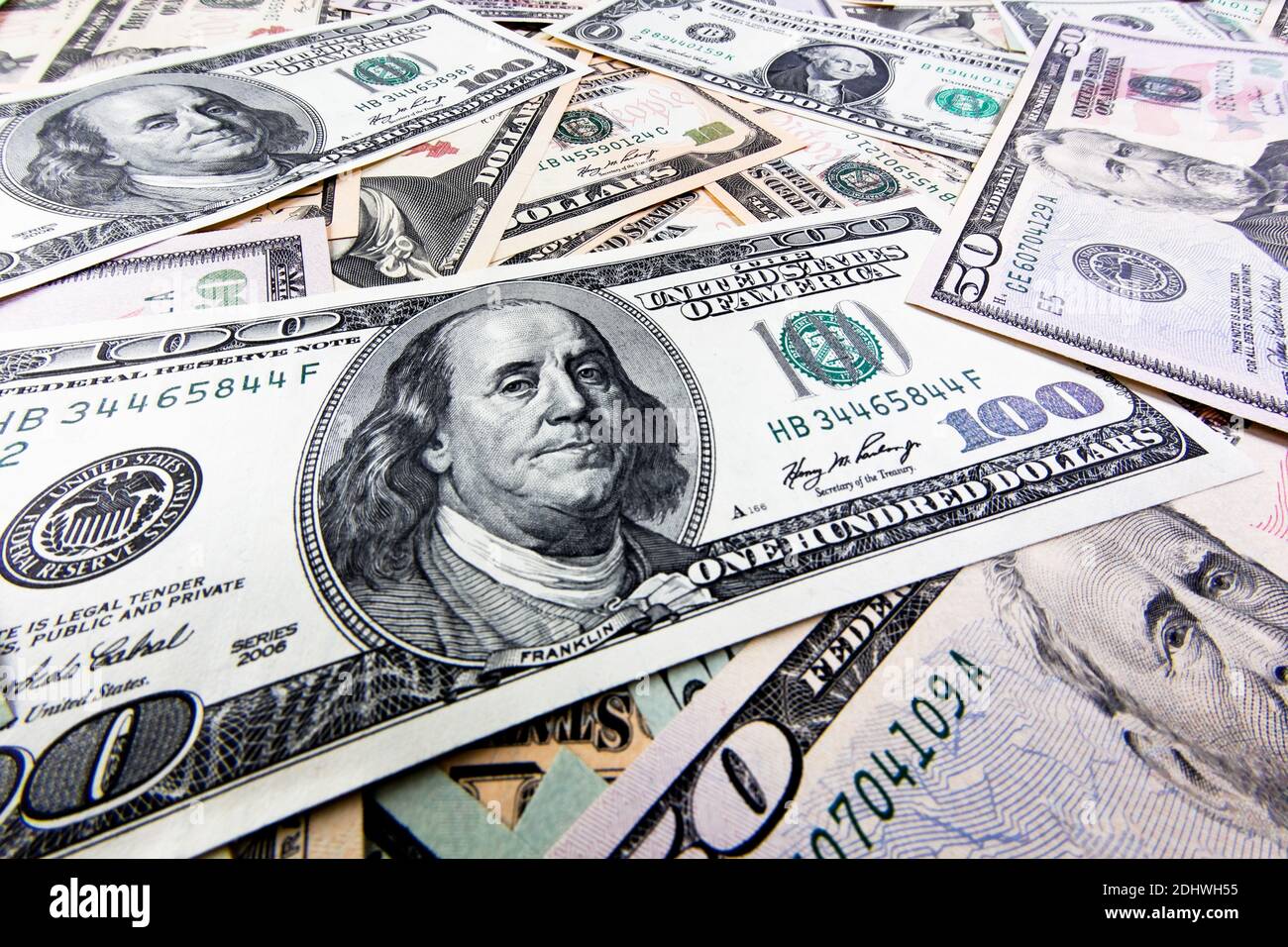 US-Dollar Banknoten, 100, 100er Stock Photo