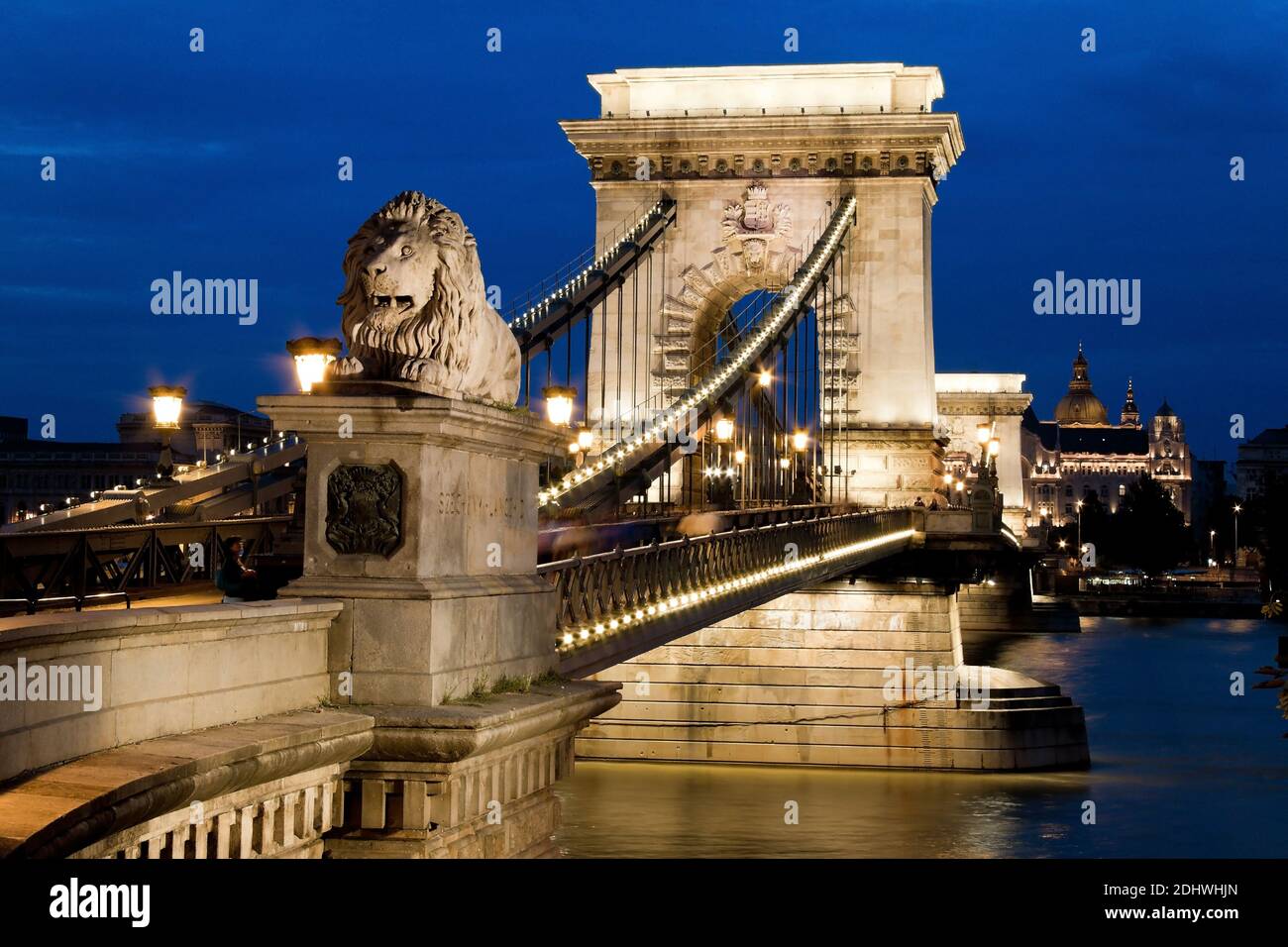 Europa, Ungarn, Budapest, Kettenbrücke, Stadtansicht, Nachtaufnahme, Stock Photo