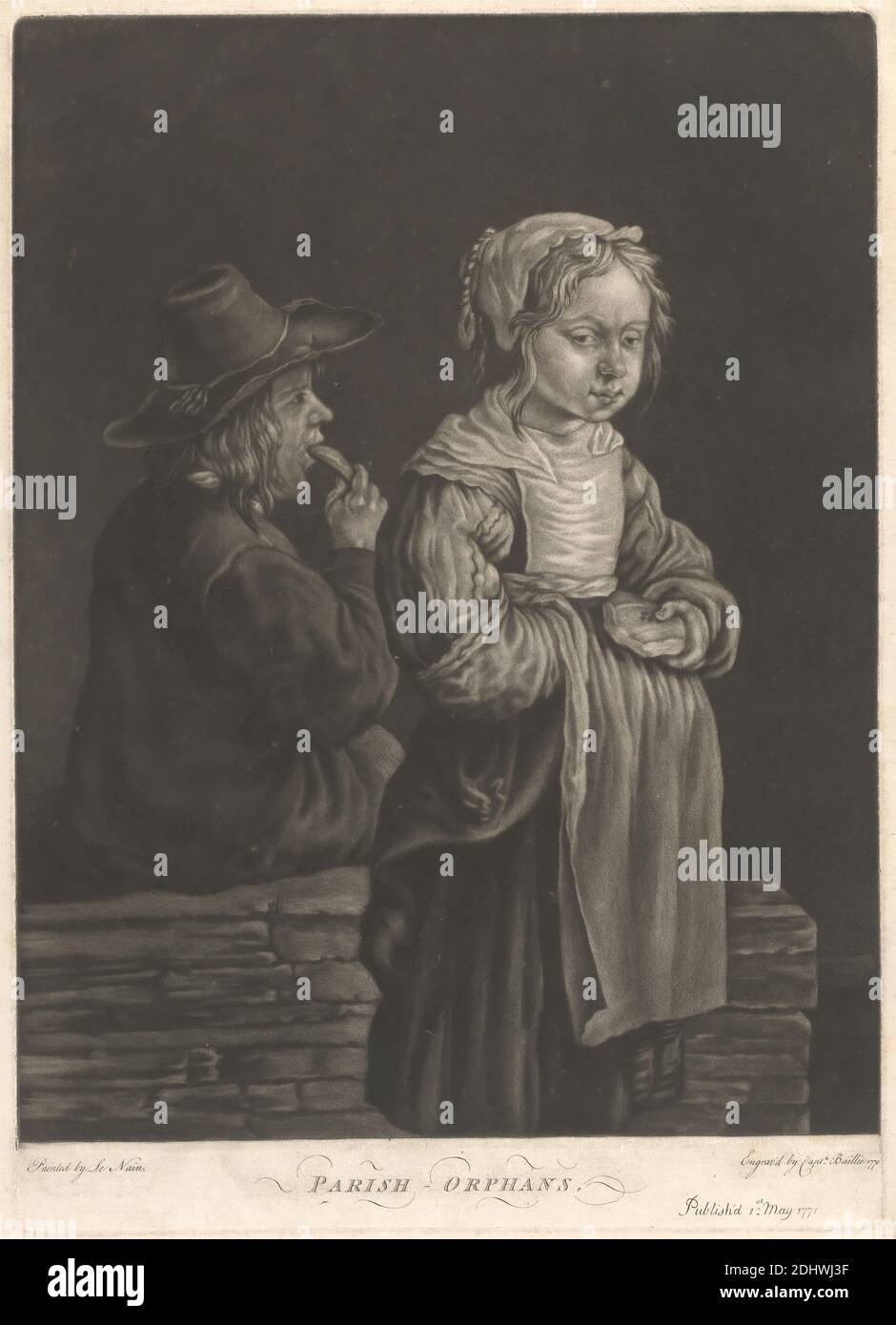 Parish Orphans, William Baillie, 1723–1810, Irish, after Mathieu Le Nain, 1770, genre subject, orphans, parish, portrait Stock Photo