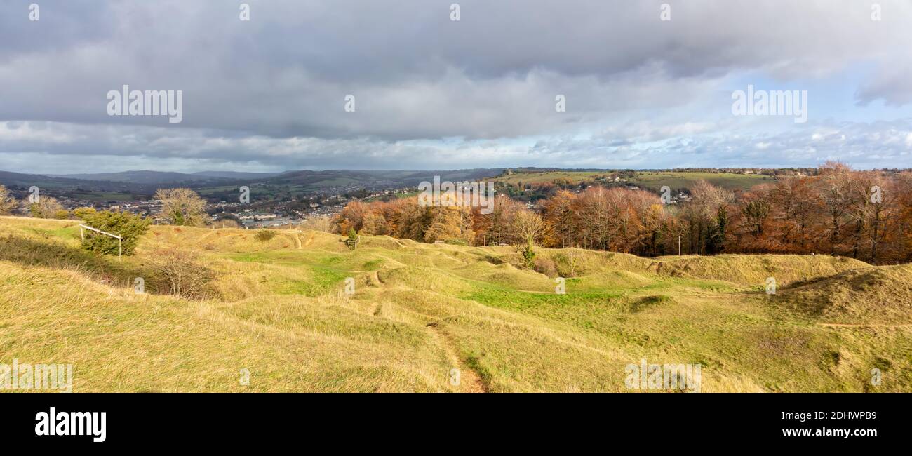Autumnal view from Selsley Common towards Stroud, The Cotswolds, Gloucestershire, England, United Kingdom Stock Photo