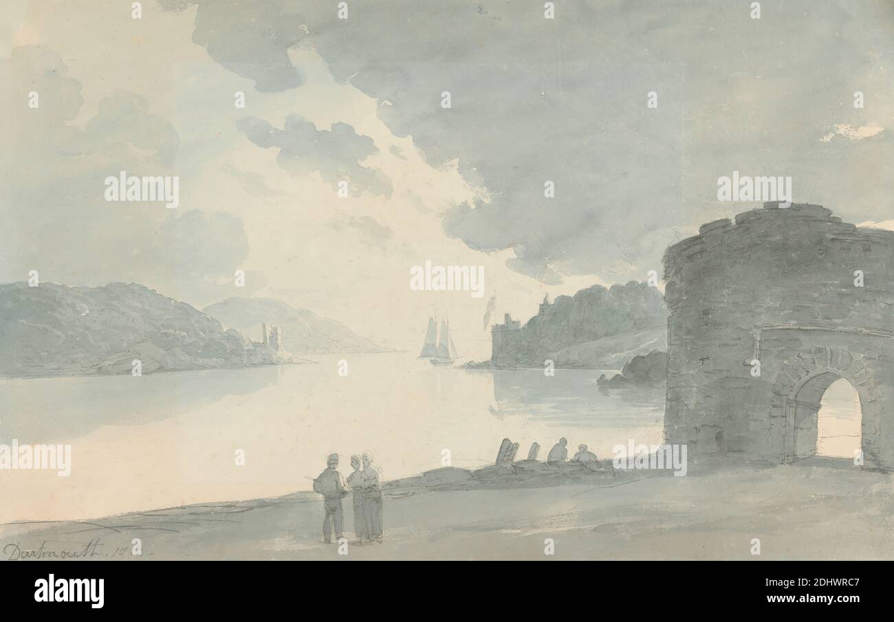 Dartmouth, John Baverstock Knight, 1785–1859, British, 1823, Watercolor and graphite on medium, moderately textured, cream wove paper, Sheet: 12 1/8 × 19 3/8 inches (30.8 × 49.2 cm Stock Photo